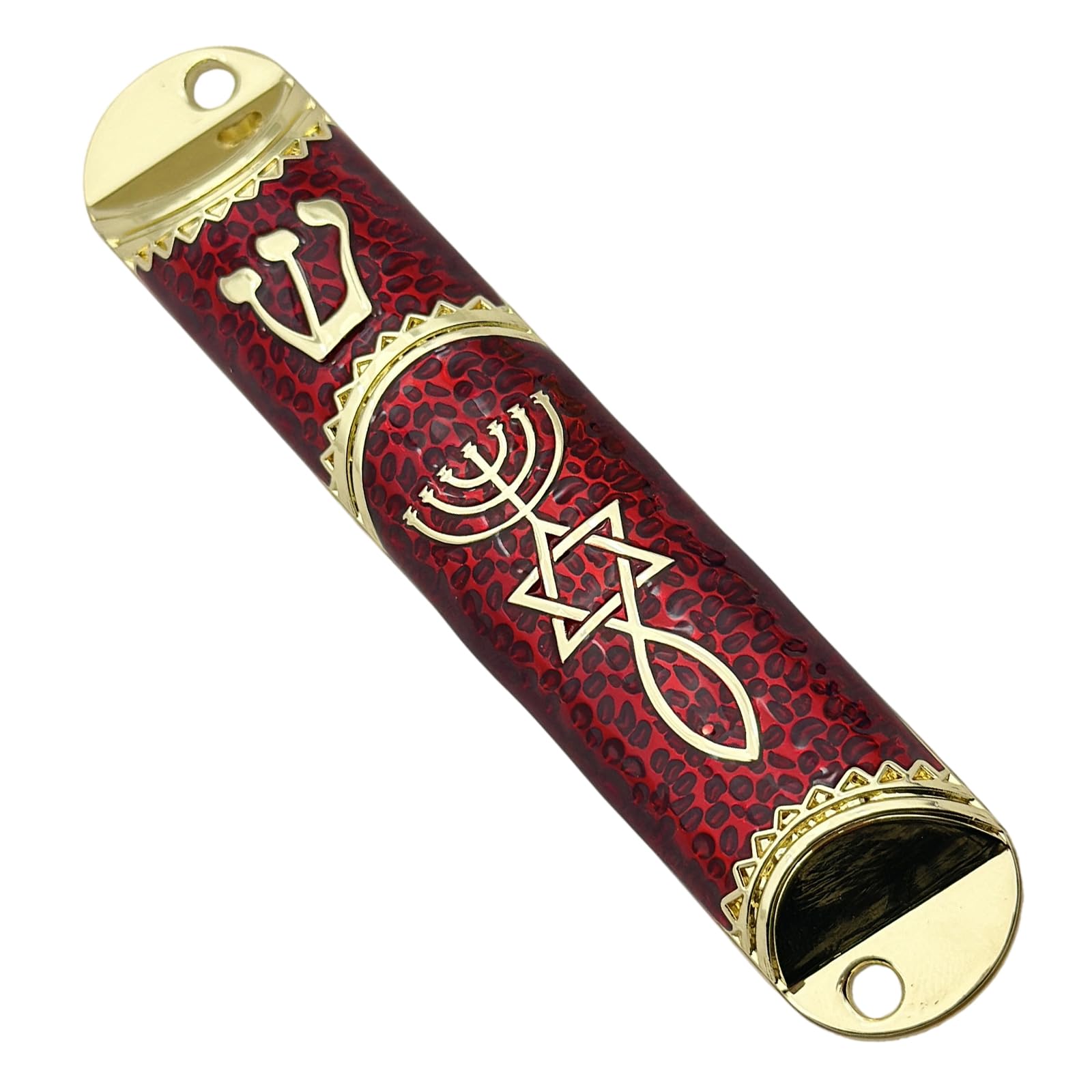 APGLSXY Metal Mezuzah for Door Jewishes Door Mezuzah Case Messianic Seal Holy Lands Mezuzahs Case House Warming Blessing Gift Metal for