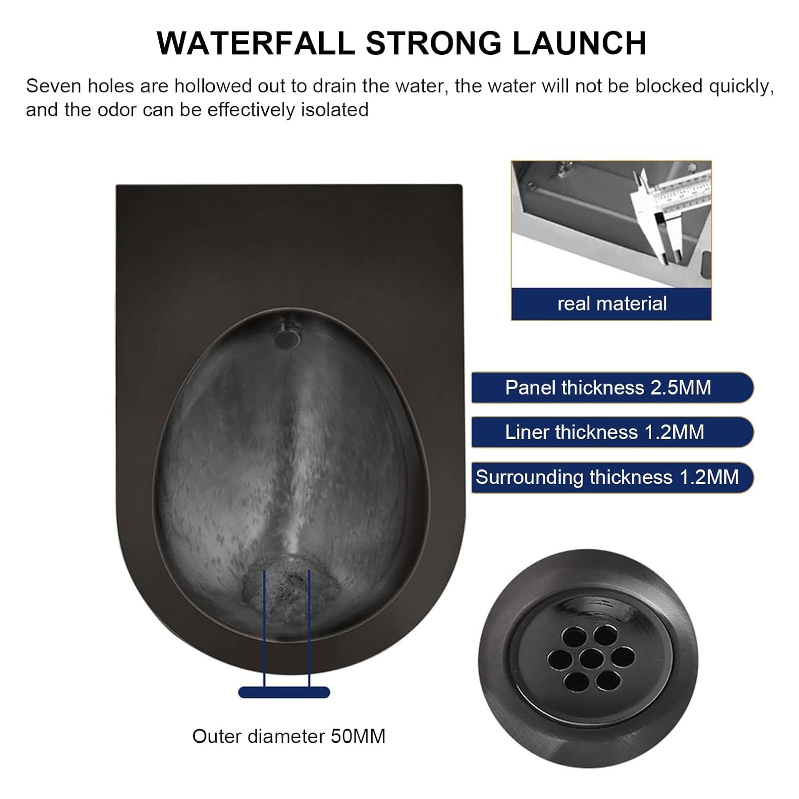 iumLeap Men Urinal,Wall Mounted Stainless Steel Urinal,Men's Bathroom Urinal,Intelligent Induction Flush Commercial Adult Urinal (Rose Gold-No Sensor)