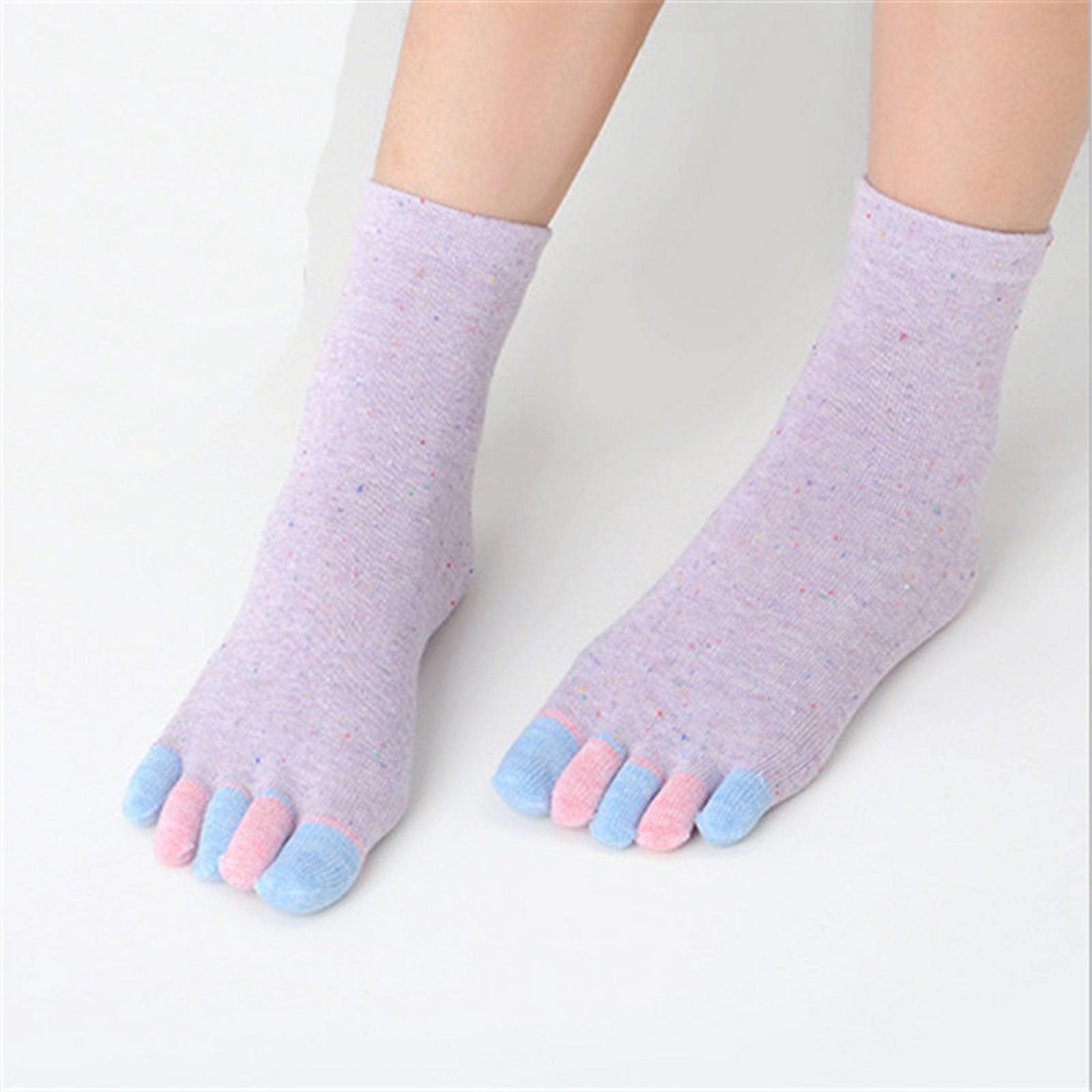 MOGSA Calcetines para mujer, 5 unidades, para primavera, otoño, cinco dedos, calcetines de tubo de algodón, calcetines coloridos para mujer, calcetines de 5 dedos