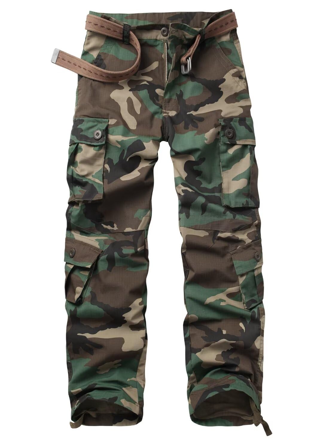 Vatinnt Men's Jungle Camo Cargo Trousers 8-Pocket Hiking Work Trousers 3355 34