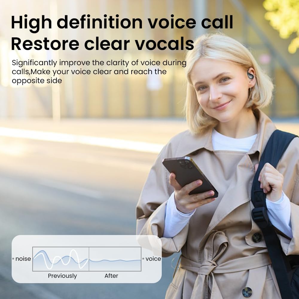 Open Ear Earbuds wireless bluetooth Headphones 5.4 Sports with Smart Digital Display,Clear Calls,50H Playtime,IPX4 Waterproof,Lightweight Over Ear Buds Design for Cycling, Running, Workout(black) - Image 6