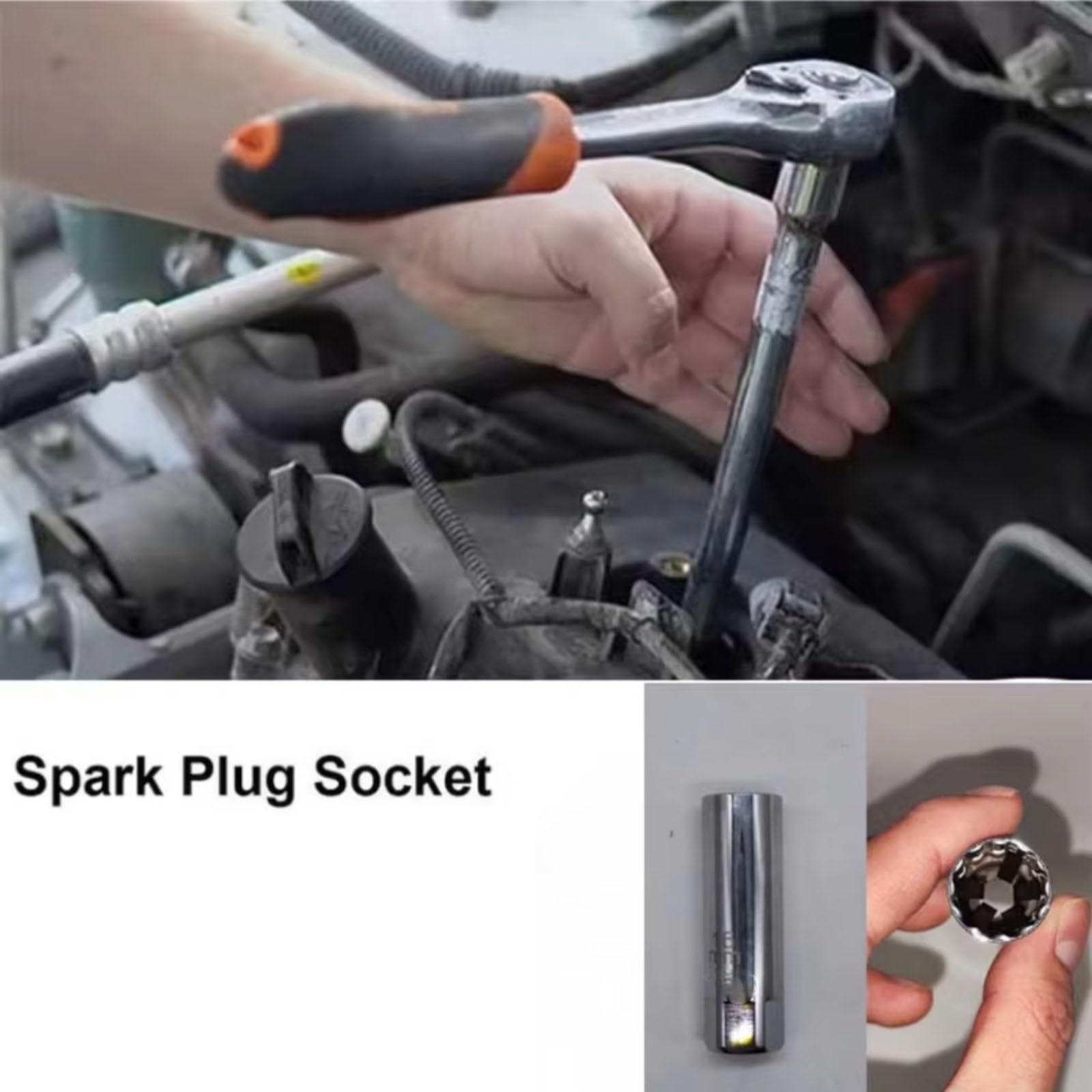 Llave para bujías con imán Potente, 12 ángulos, Herramienta de desmontaje y Mantenimiento automático de bujías, 2 Unidades.