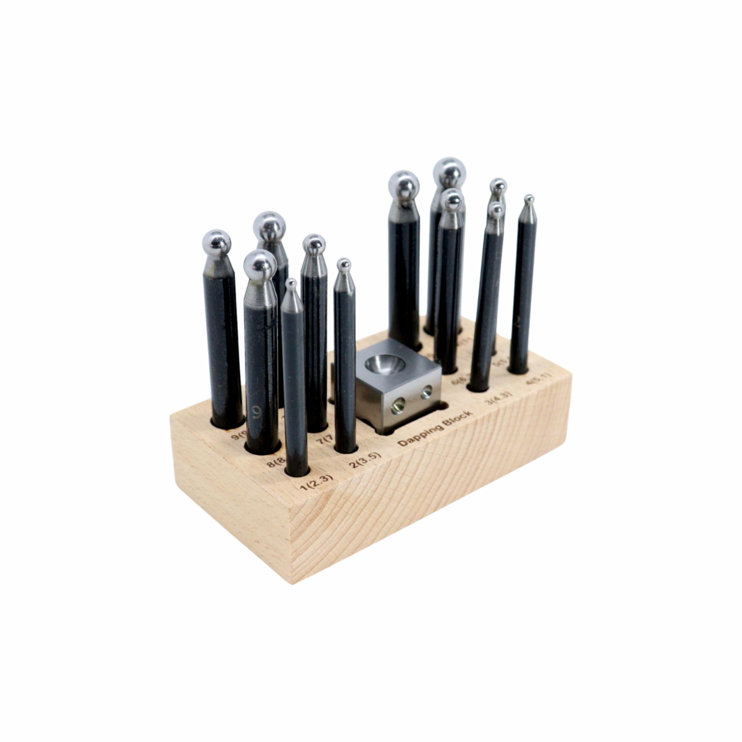 SONRET 14-Piece Doming Block and Punch Set – Complete Dapping Block Set with Steel Dapping Punches, Doming Punch Tools & Wooden Base for Jewellery Metal Forming-image-42