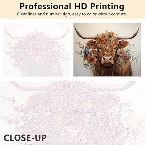 Miniatura 3 de TUMOVO Pintura abstracta por números, pintura de gato por números para adultos, flores silvestres, acuarela, campo, arte para niños, pintura por
