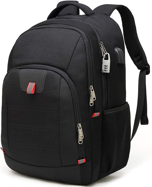 Della Gao Laptop Backpack,Extra Large Anti-Theft Business Travel Laptop Backpack Bag with USB Charging Port (Black 17 inch)