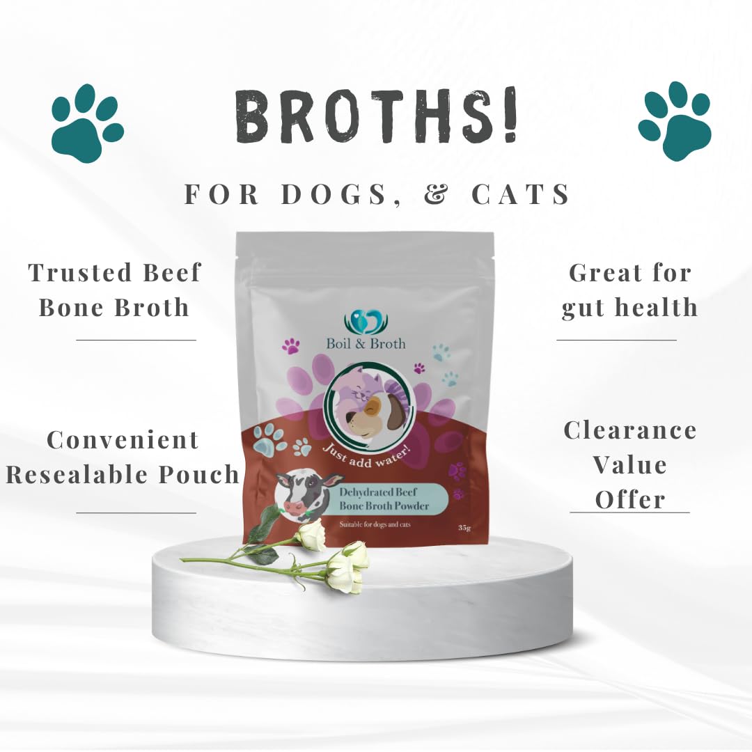 Brodo di manzo bollire e brodo per cani | 100% puro brodo proteico in polvere | Fino a 21 porzioni | Collagene bovino di tipo II | Ossa alimentate con erba britannica | Grado umano | Anca e