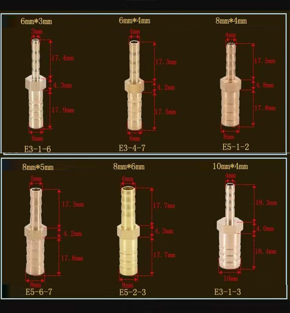 Racores de empalme con espiga de latón, Accesorios de púas for manguera latón, empalmador reductor, varios tamaños, paquete 5/10(14mm*8mm,10pcs)