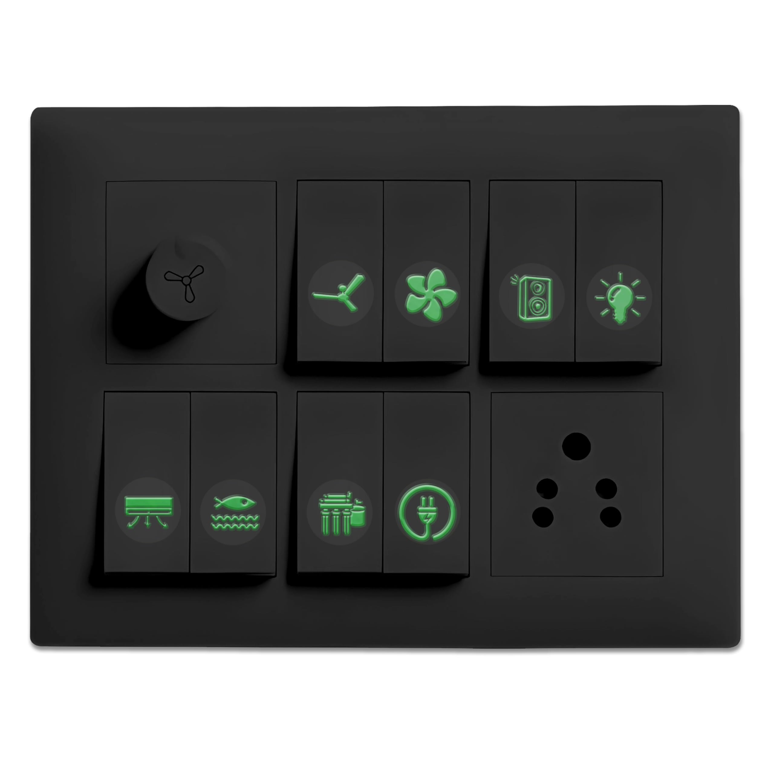 Wonder Hub Premium Green Foil Embossed Switch Stickers for Switch Board | Pack of 330 Stickers for Home Including Fan, Light and Many More
