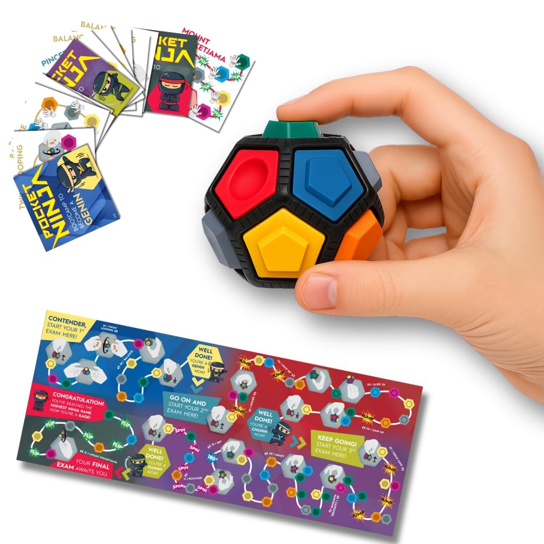 POCKET NINJA – Das Fingerspiel, das alle in die Hand nehmen | Geschicklichkeit, Konzentration & Stressabbau | Rangsystem Genin bis Kage Kinder & Erwachsene