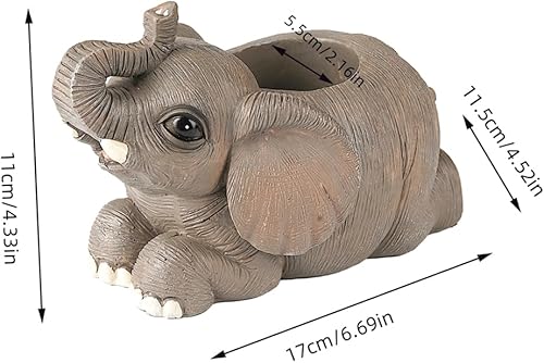 Miniatura 3 de Portalápices de elefante, lindos organizadores de escritorio de animales, soporte para brochas de maquillaje, organizador de suministros de