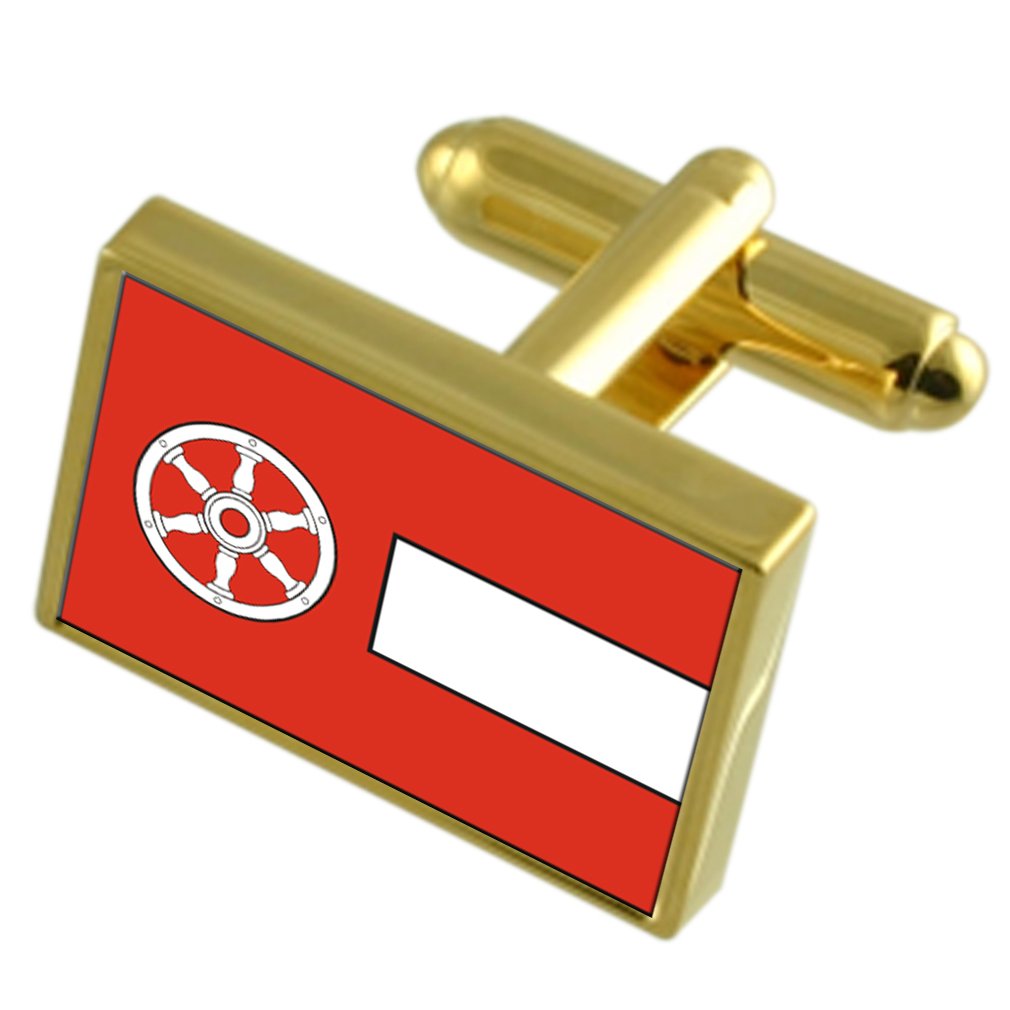Erfurt City Germany Gold-tone Flag Cufflinks Engraved Box