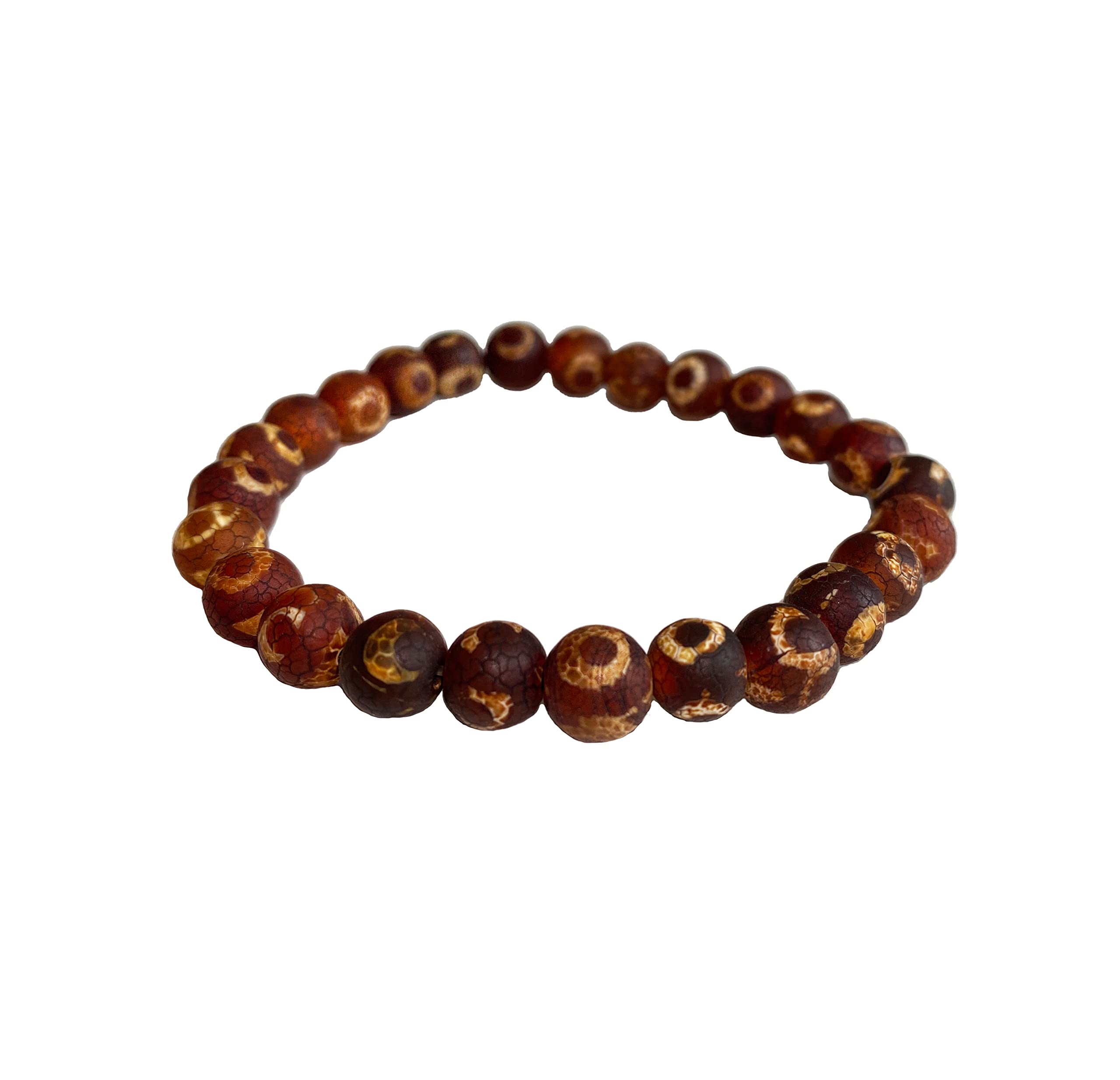 Deux Lions ConceptNatural Gemstone Agate Beaded Bracelet - (0.31") Bead - 7" to 8.5" Length - Natural Stone Healing Bracelet for Men & Women