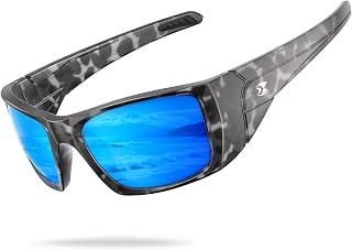 suoso Polarized Sports Sunglasses for Men, UV400 WrapAround TR90 Clear Camo | Ideal for Fishing, Driving, Cycling, Running, Golf; Wide Temples; Polarized Lenses Reduce Glare; Scratch Resistant; Anti-Slip