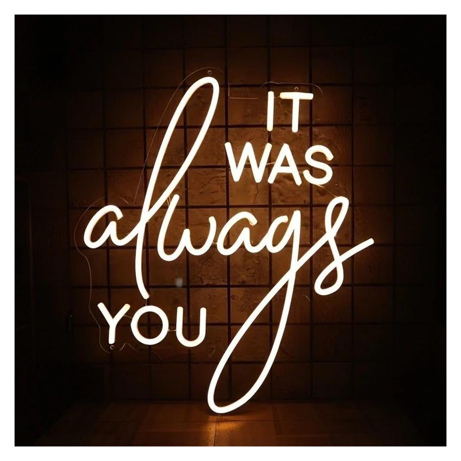 RONGCH Hanging Art Signs It was Always You Neon Sign Romantic LED Light Dimmable USB-Powered for Weddings Proposals Bedroom Home Wall Decor 45cmx38cm