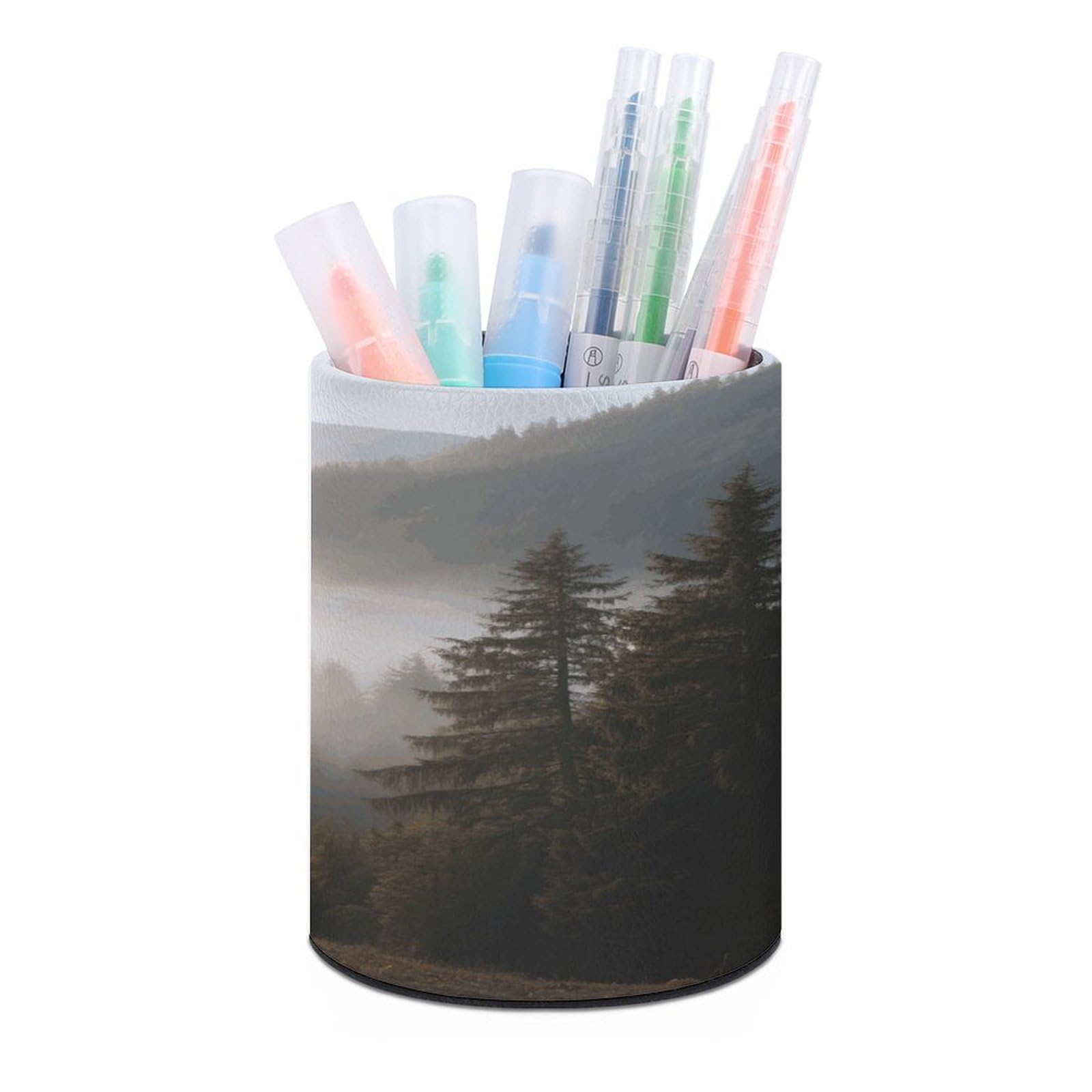 VstaDank Alpine Forest Pen Holder for Desk Makeup Brush Holders Stylish Pen Cup Cute Pencil Cup Round Pencil Holder Decor Brush Scissor Holders for Multifunctional Office Supplies