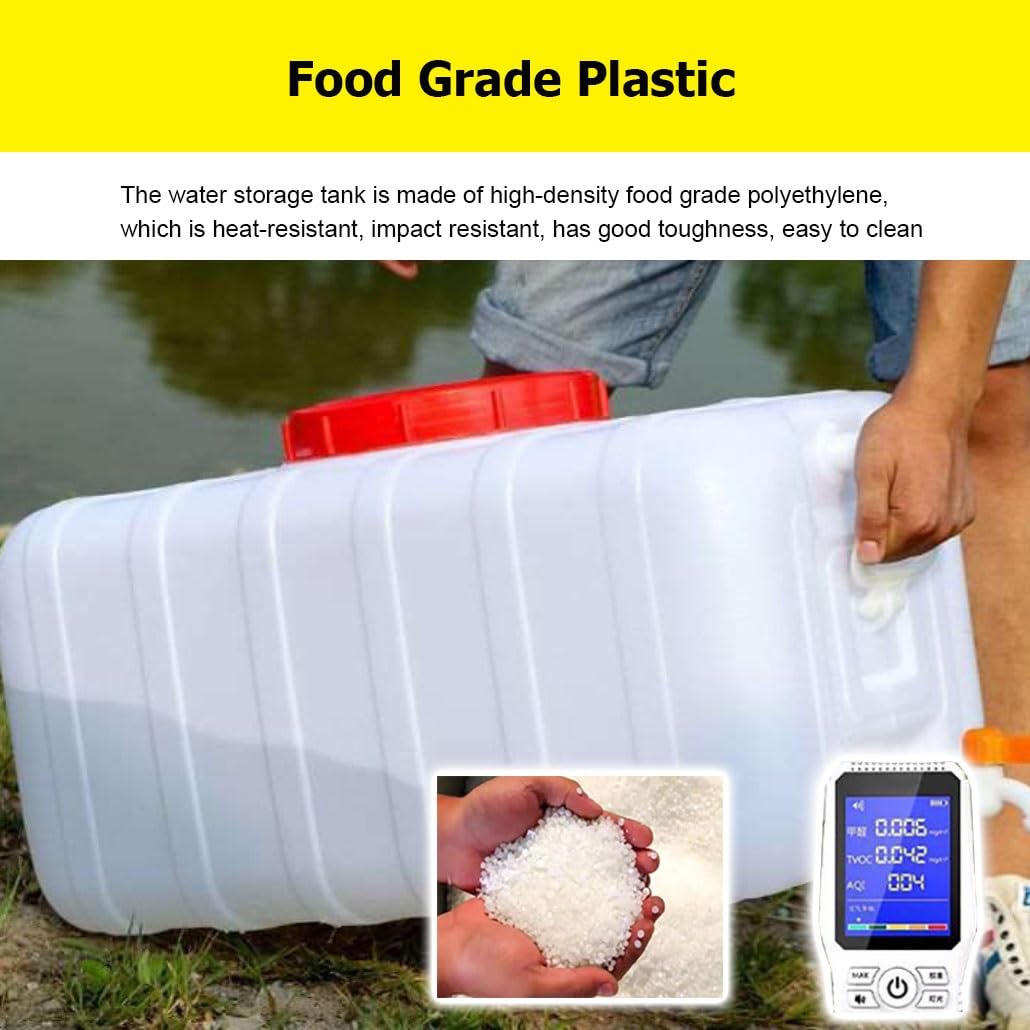 Tanica Acqua con Rubinetto – Serbatoio Acqua Piovana e Potabile in Plastica HDPE Alimentare, Contenitore con Coperchio a Vite per Esterno, Camper, Orto, Uso Agricolo(White,150L/39.6gal)