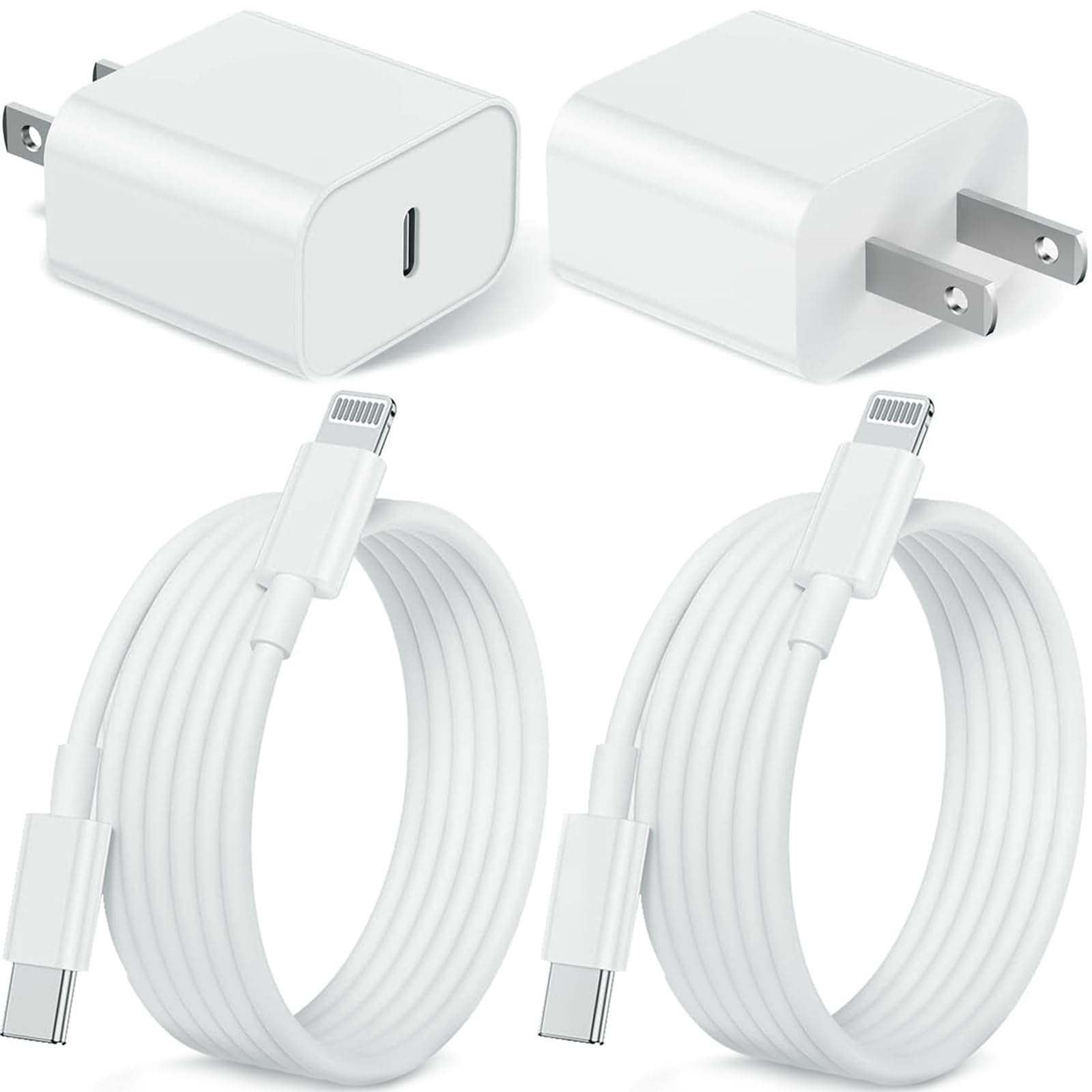 Susnwere 2Pack iPhone Charger Fast Charging,20W Fast PD USB C Wall Charger Adapter with 10Ft USB C to Lightning Cable Compatible for iPhone 14/14 Plus/14 Pro/14 Pro Max/13/ White