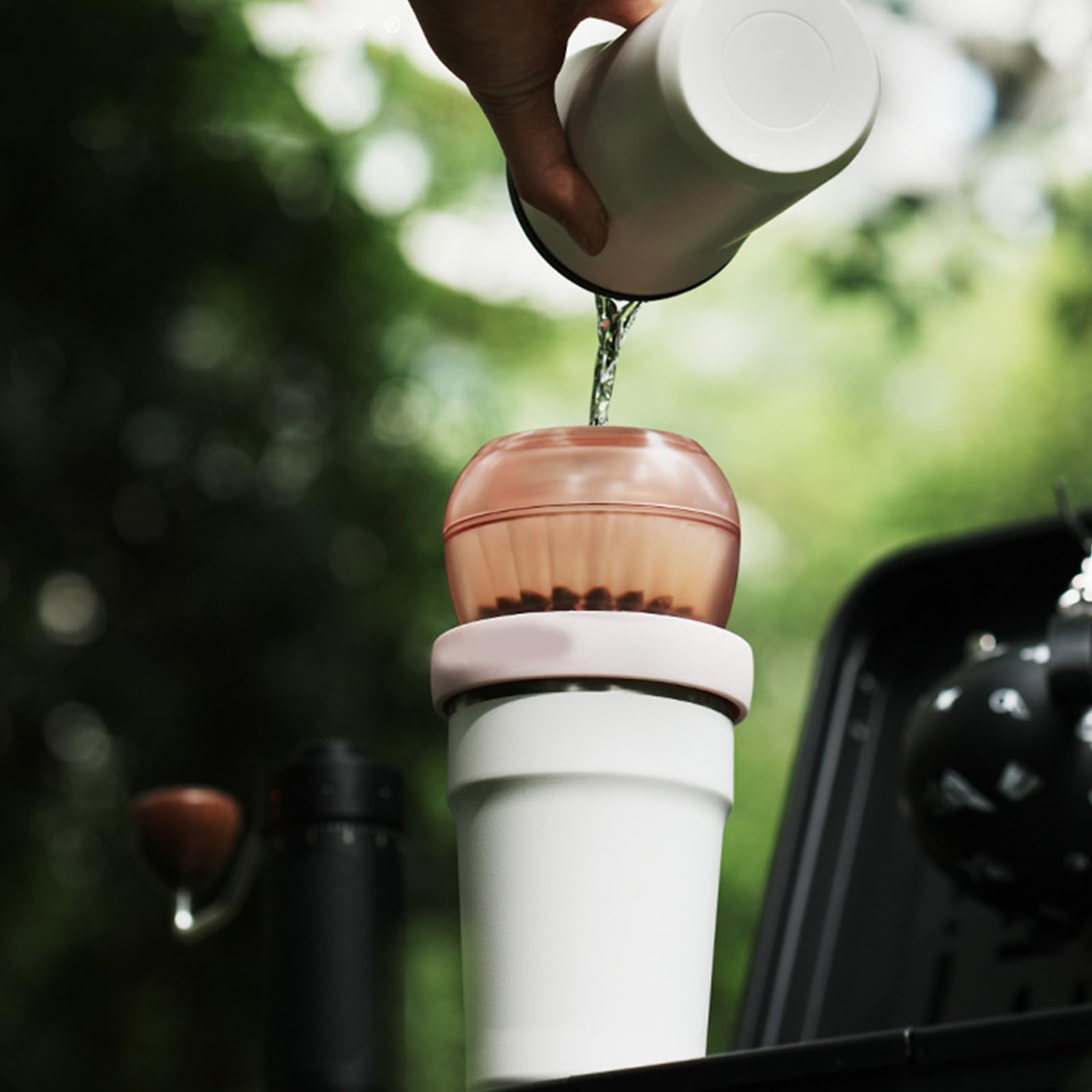 Filtro de café con forma de huevo pequeño con sistemas de dispersión de 31 agujeros para una extracción uniforme, accesorio de preparación para viajes, camping, cafetera