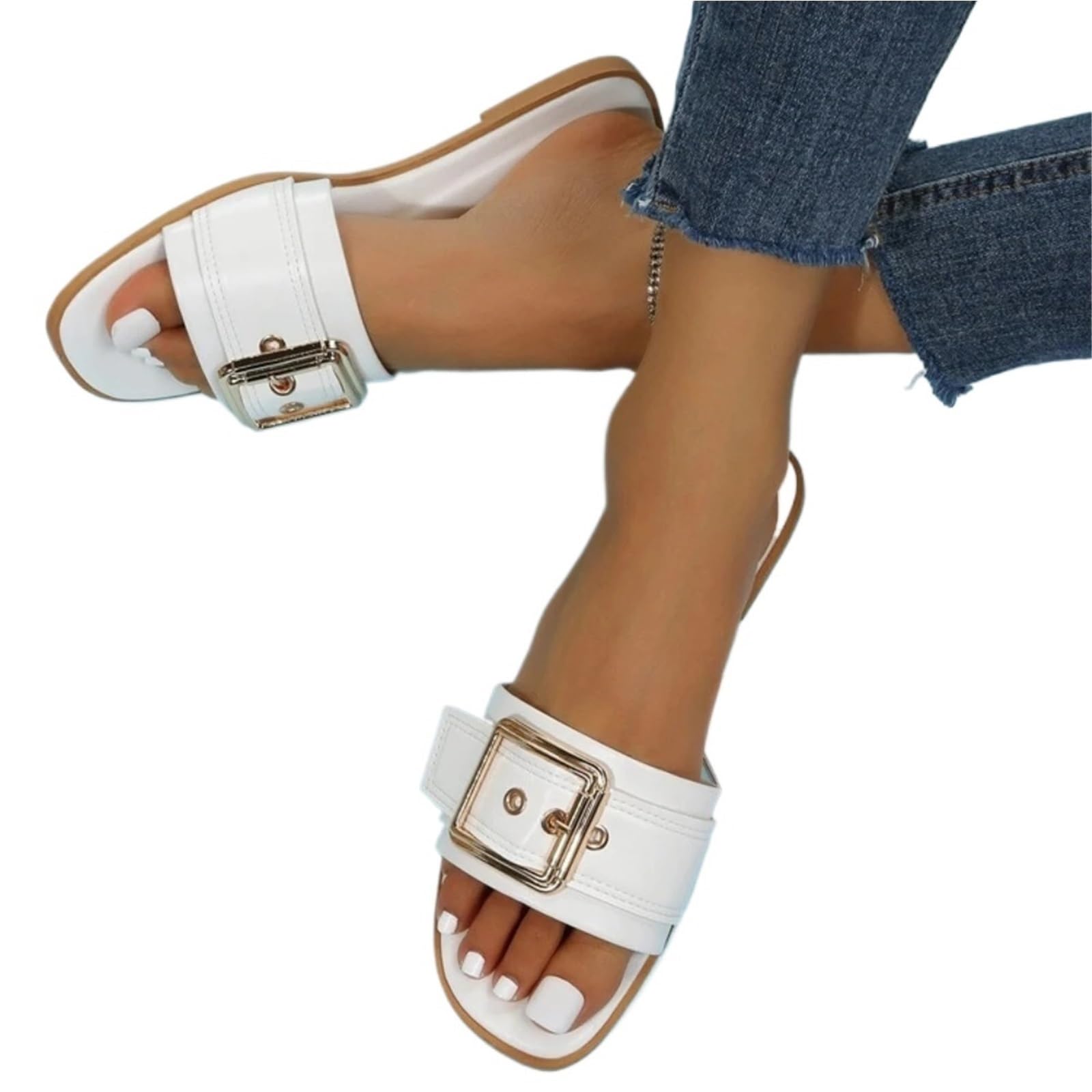 Ciabatte da Donna Ciabatte Piatte con Punta Aperta da Donna, Scarpe estive da Donna per La Doccia(41)