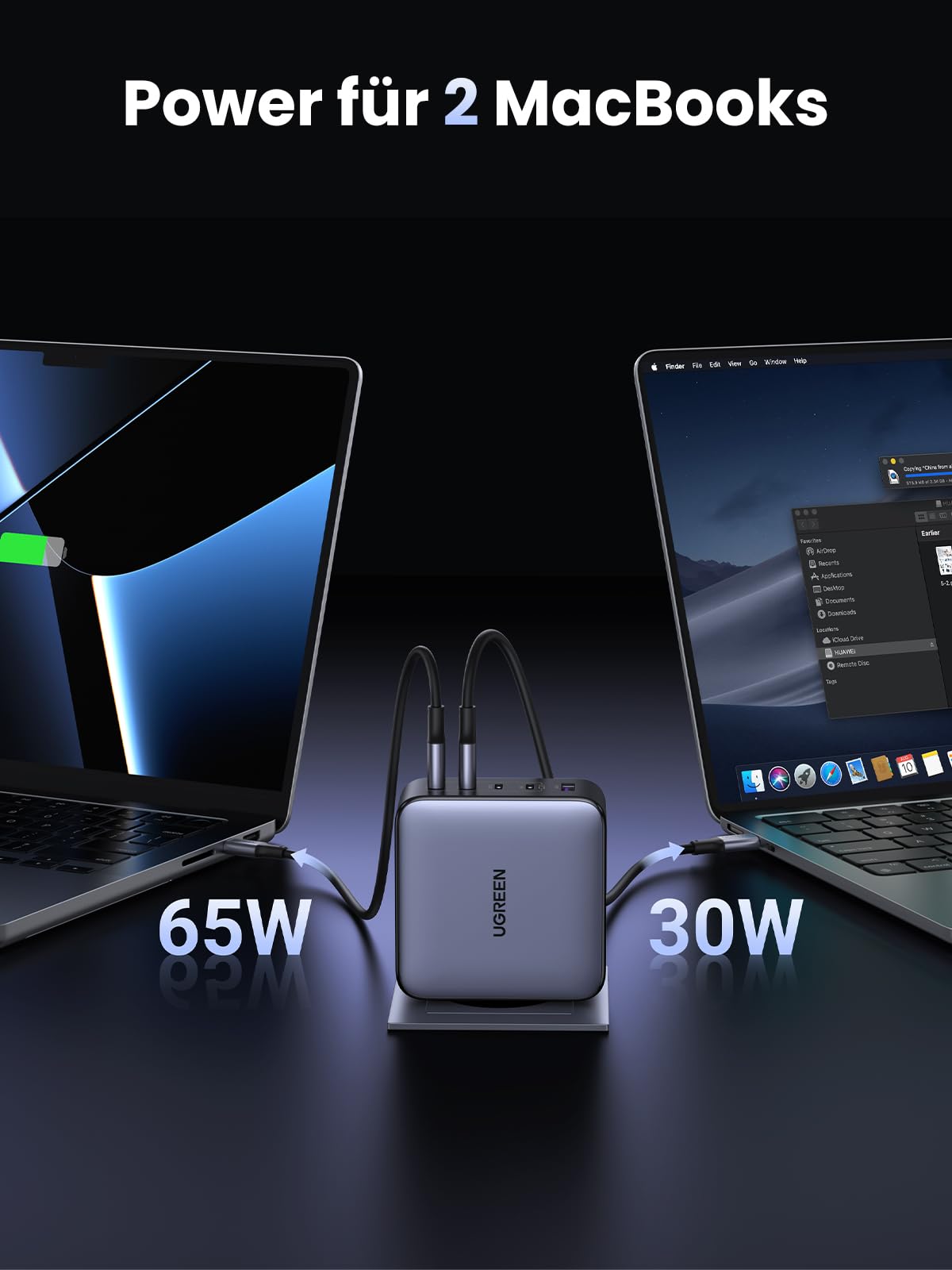 UGREEN Nexode USB C Ladegerät 100W 5-Port GaN Netzteil Mehrfach PD Charger Multiports unterstützt PPS 45W kompatibel mit MacBook Pro/Air, HP Laptop, iPad Serien, iPhone 17, 16 Pro, Galaxy S25