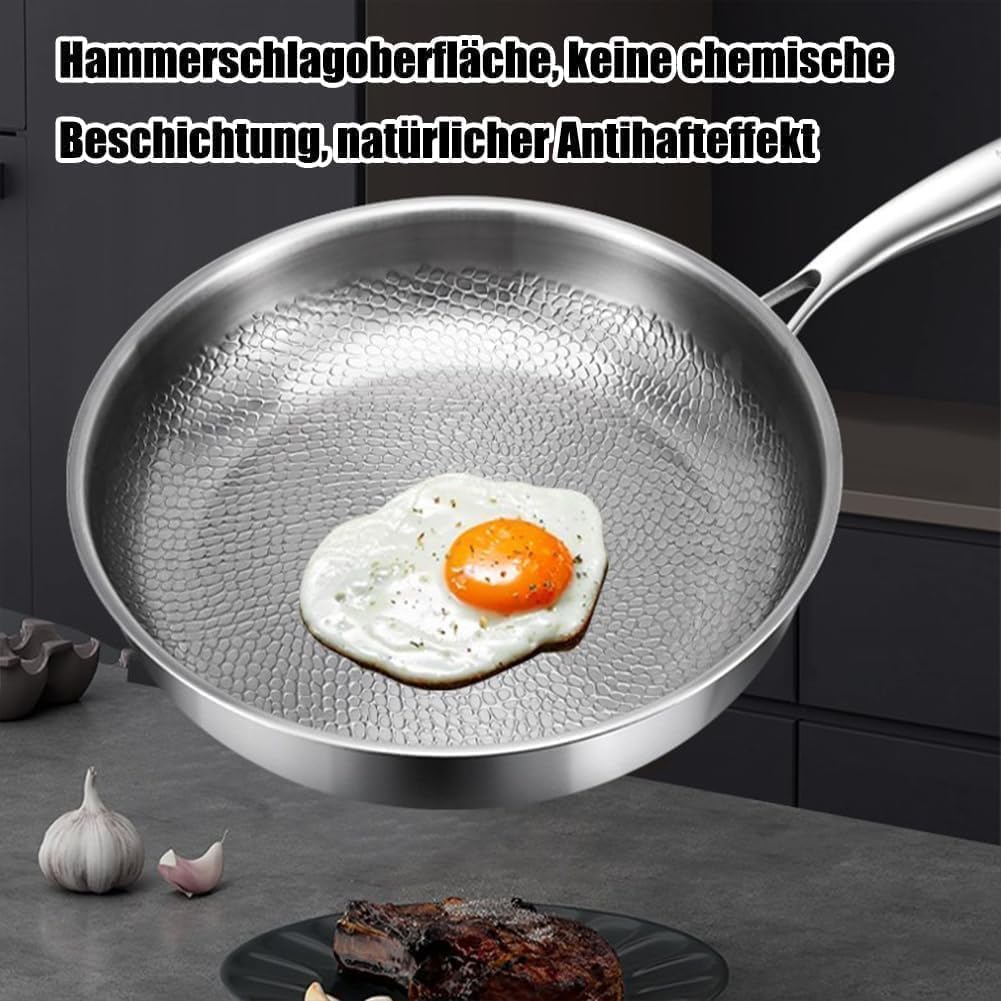Padella antiaderente in titanio, pentola da cucina professionale in titanio martellato aggiornata 2026 con coperchio per tutti i piani cottura, resistente al calore estremo (NO Lid,26CM)