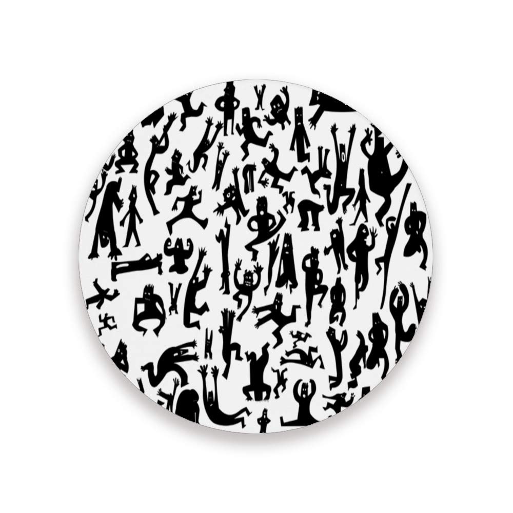 Dessous de verre absorbants en céramique et liège CHEHONG lot de 4 motifs drôles noir