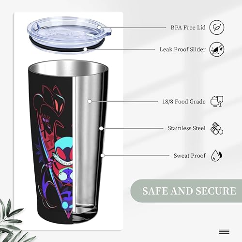 Miniatura 4 de Taza de café de 20 onzas Invader Anime Zim con aislamiento de acero inoxidable con pajitas Novedad taza de viaje para el hogar, oficina, viajes