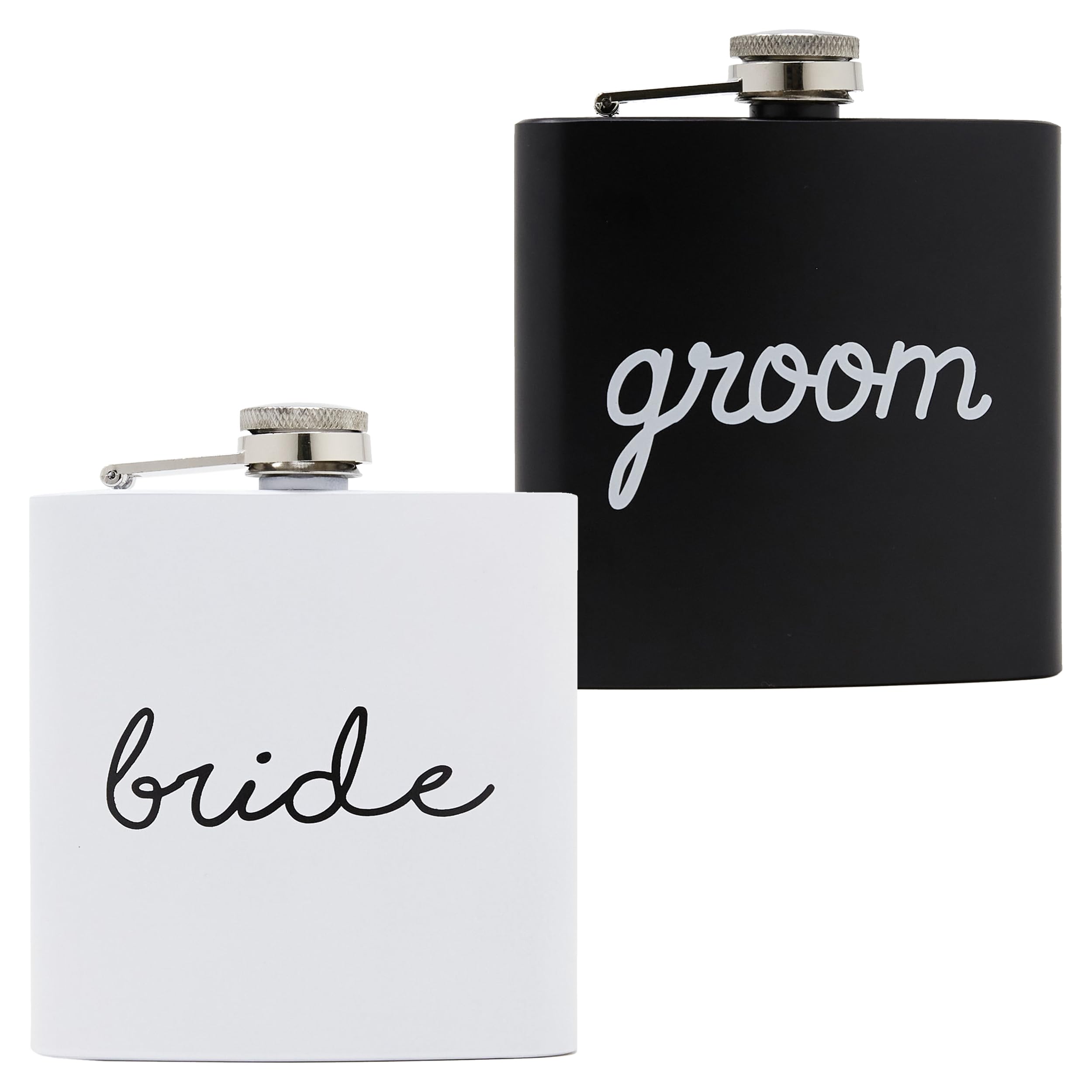2 Pack: Flask Bundle - Groom (Black) & Bride (White)