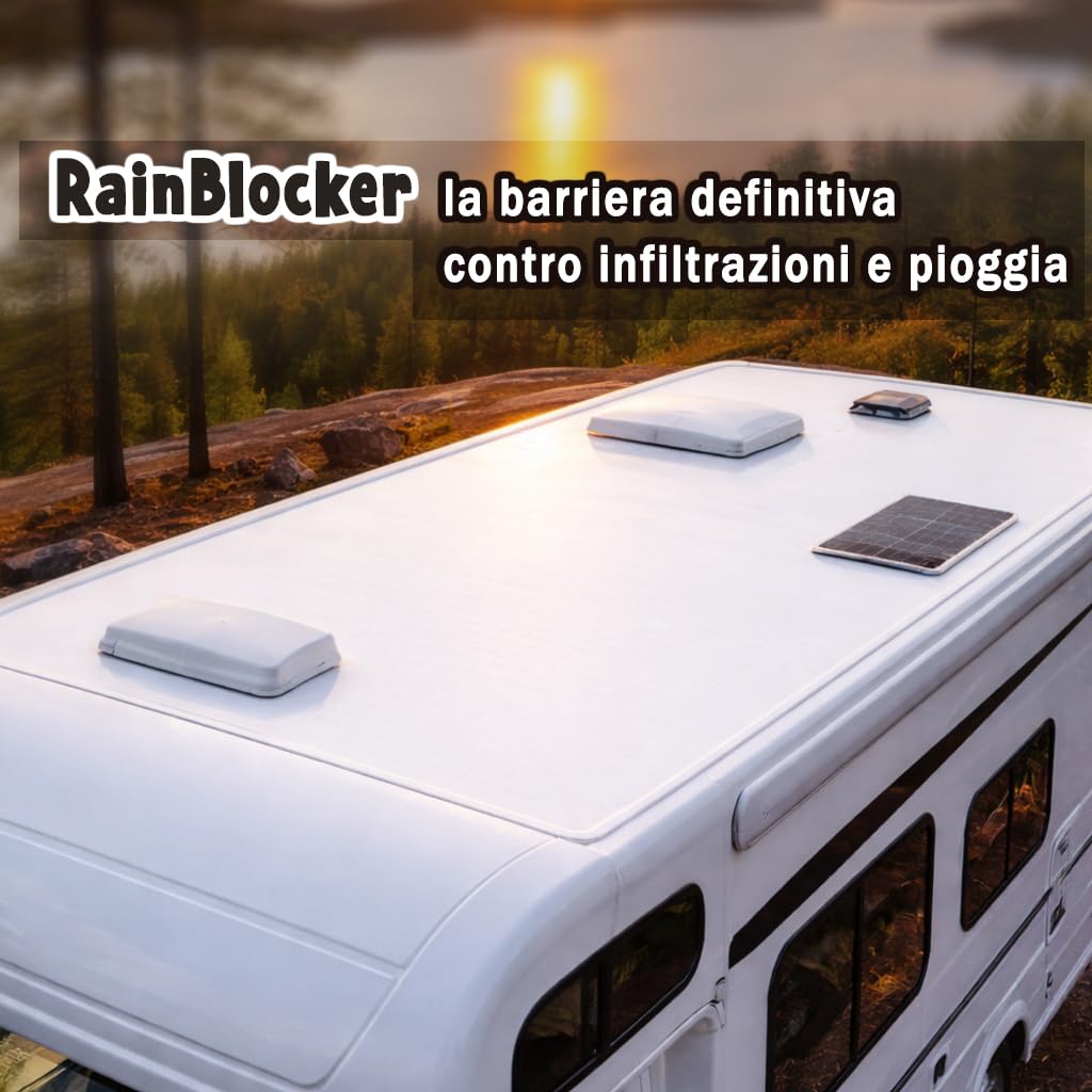 Resin Pro® RainBlocker – Rivestimento Impermeabilizzante Elastico per Tetti Camper, Van e Caravan – Membrana Protettiva, Resistente a Pioggia e Sbalzi Termici – Bianco con Anti-UV 1 kg