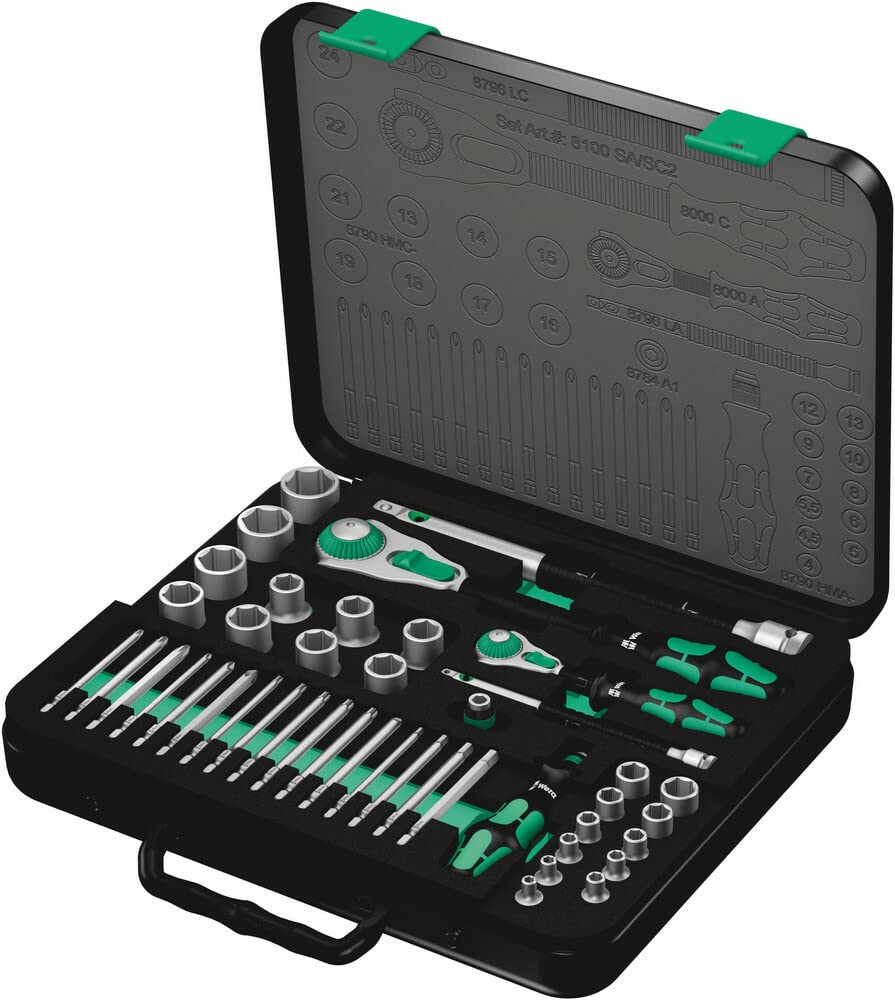 Wera 05160785001 8100 SA/SC 2 Zyklop Speed Ratchet Set, 1/4