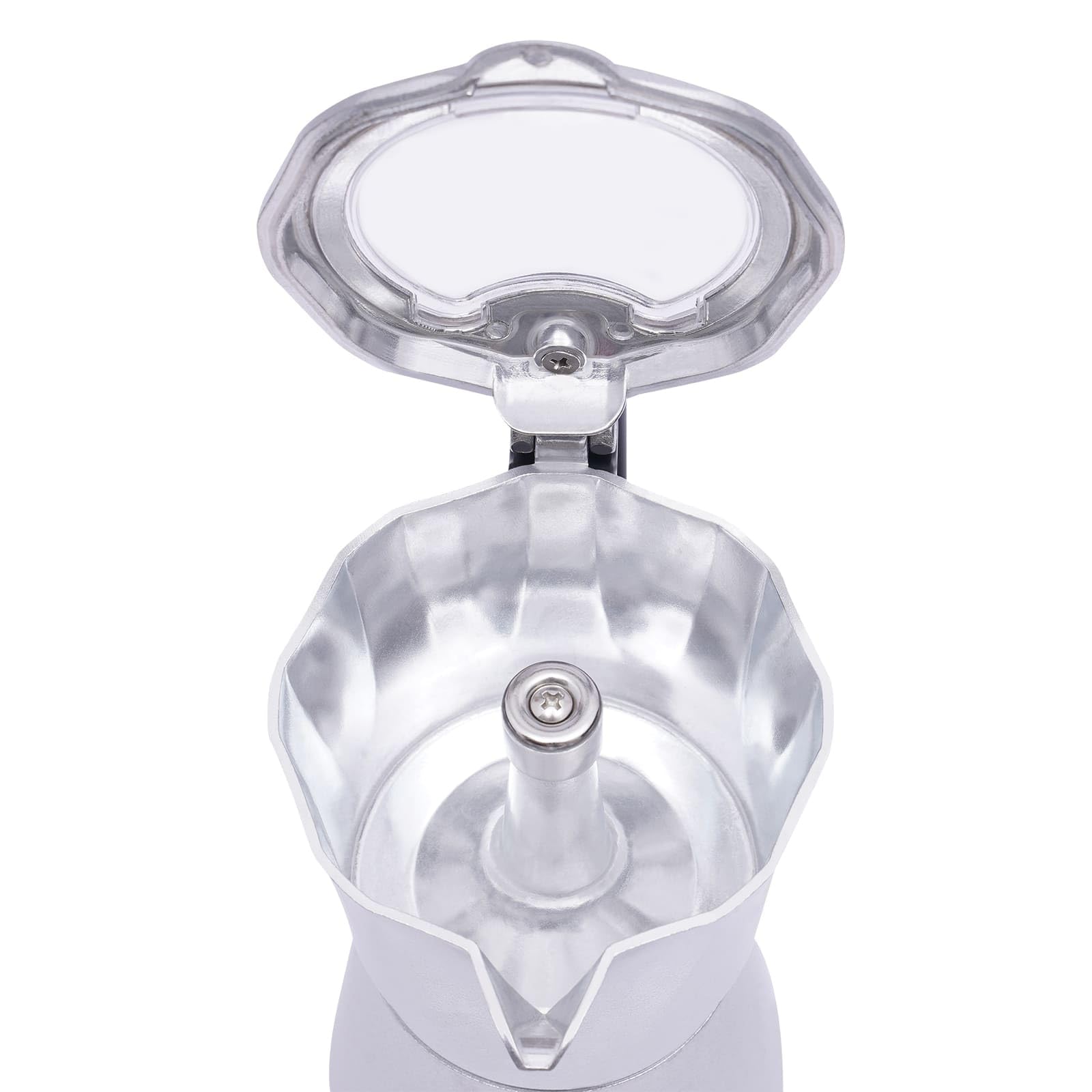 Cafetera Eléctrica Italiana con Base, Para 6 Tazas Espresso, 300 ml, 480 vatios, Aleación de aluminio, rotación 360°, 10,2 x 19,5 cm (plata)