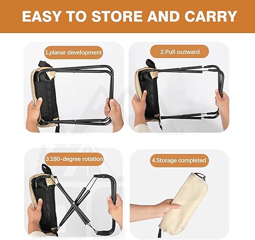 Miniatura 4 de Taburete convertible 2 en 1 tipo mochila  Asiento plegable que se transforma en bolso con mangas de protección solar y máscara facial, silla