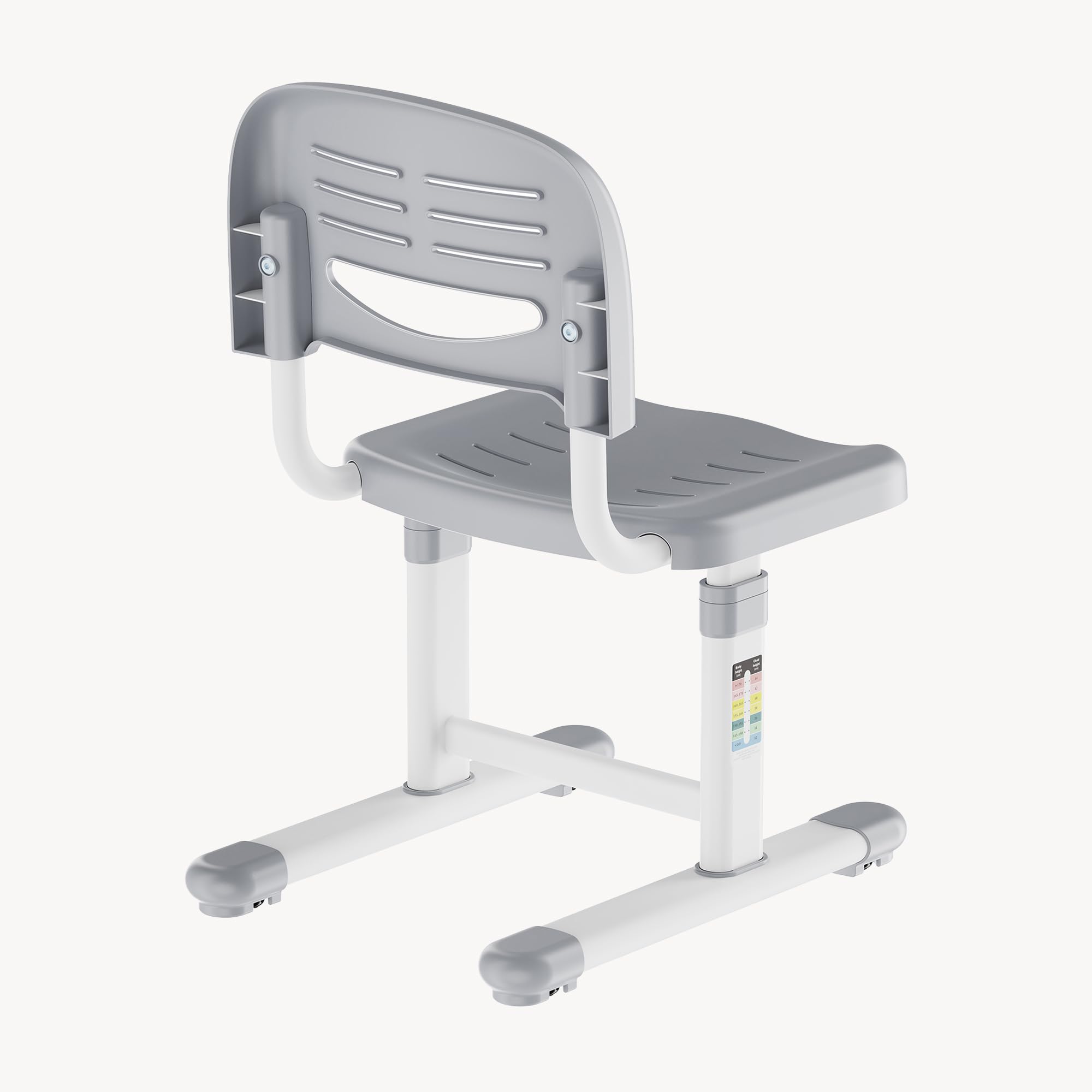 [en.casa] Kinderstuhl Sauda Schreibtischstuhl Kinder 75 x 36 x 46 cm höhenverstellbarer Kinderschreibtischstuhl belastbar bis zu 100 kg Hellgrau/Weiß