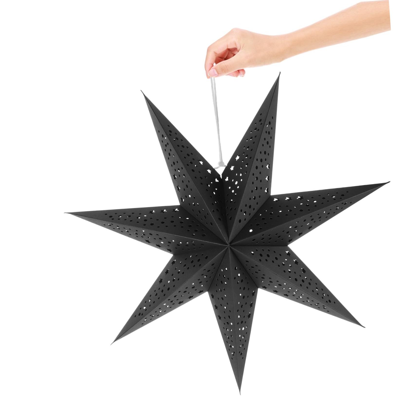 3 Pièces Abat-jour Étoile Papier pour Décoration Lumineuse Noël Lampe Suspendue Creuse Sept Branches Décoration Festive Intérieure pour Fête
