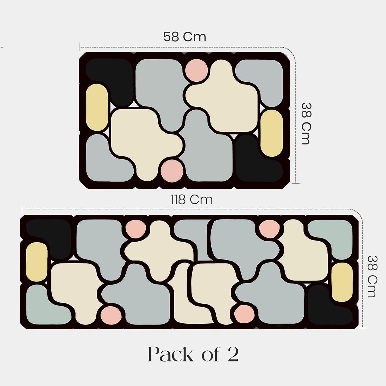 Glaceon Kitchen Rugs Polyester Washable Kitchen Mats Floor Kitchen Mat Set of 2 Non Slip Mat for Floor Comfort Kitchen Carpet (Multicolor) — Amazon image 2