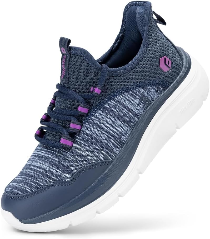 FitVille Women's Slip On Sneakers Wide Shoes Hands Free Running Shoes Slip-On Walking Shoes for Flat Feet Plantar Fasciitis Heel Pain Relief - Cloud Walker V7