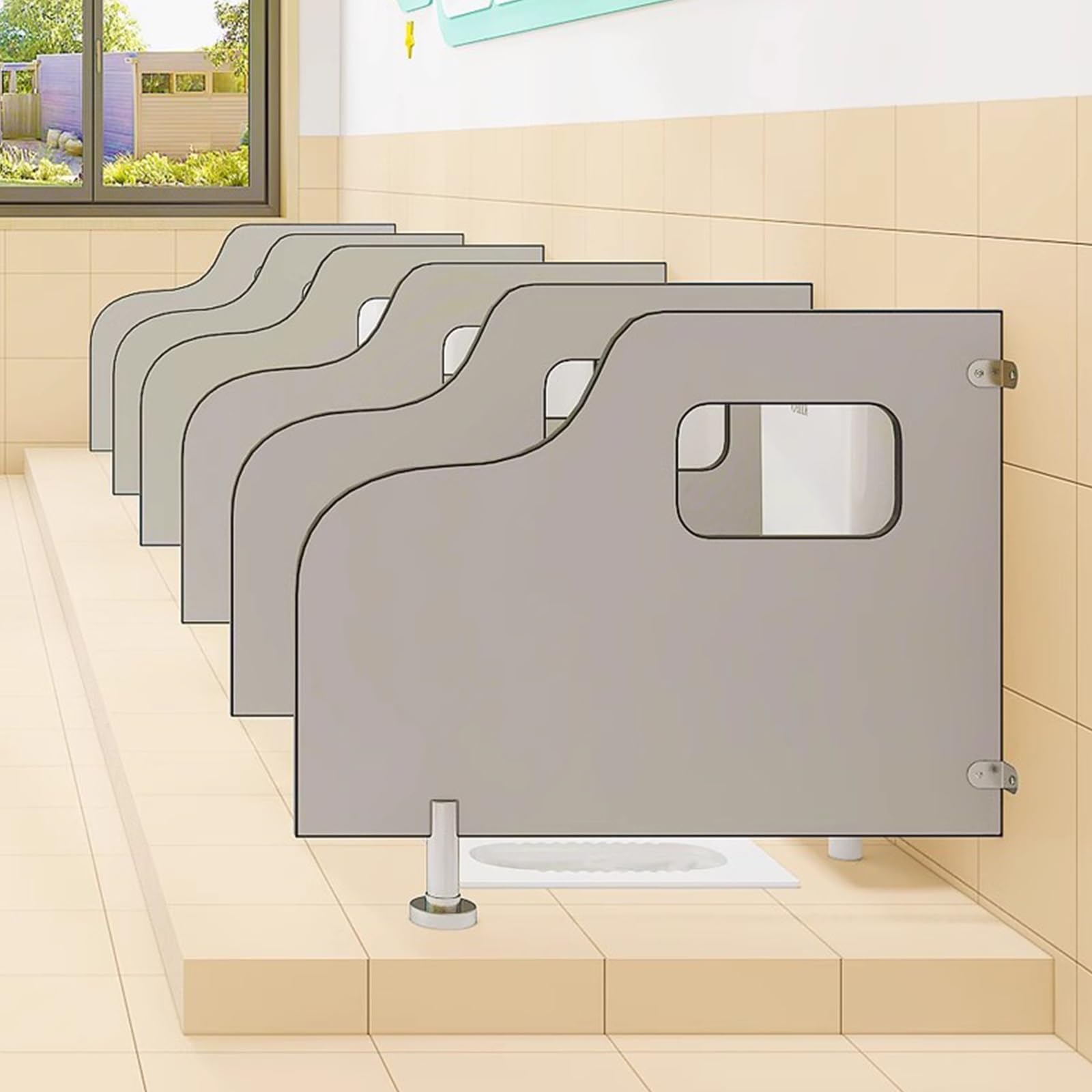 Toilette per Bambini per Centro educativo per asili Nido, divisorio per orinatoio Montato a Pavimento, Grigio, 80 cm/31 Pollici, 1 Pezzo