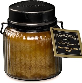 McCall’s Candles | Hot Buttered Rum | 18 oz Scented Candle | Indulgence Collection | USA-Poured | Double Wick | Grooved Jar with Carrying Handle | Warm Buttery Rum Fragrance