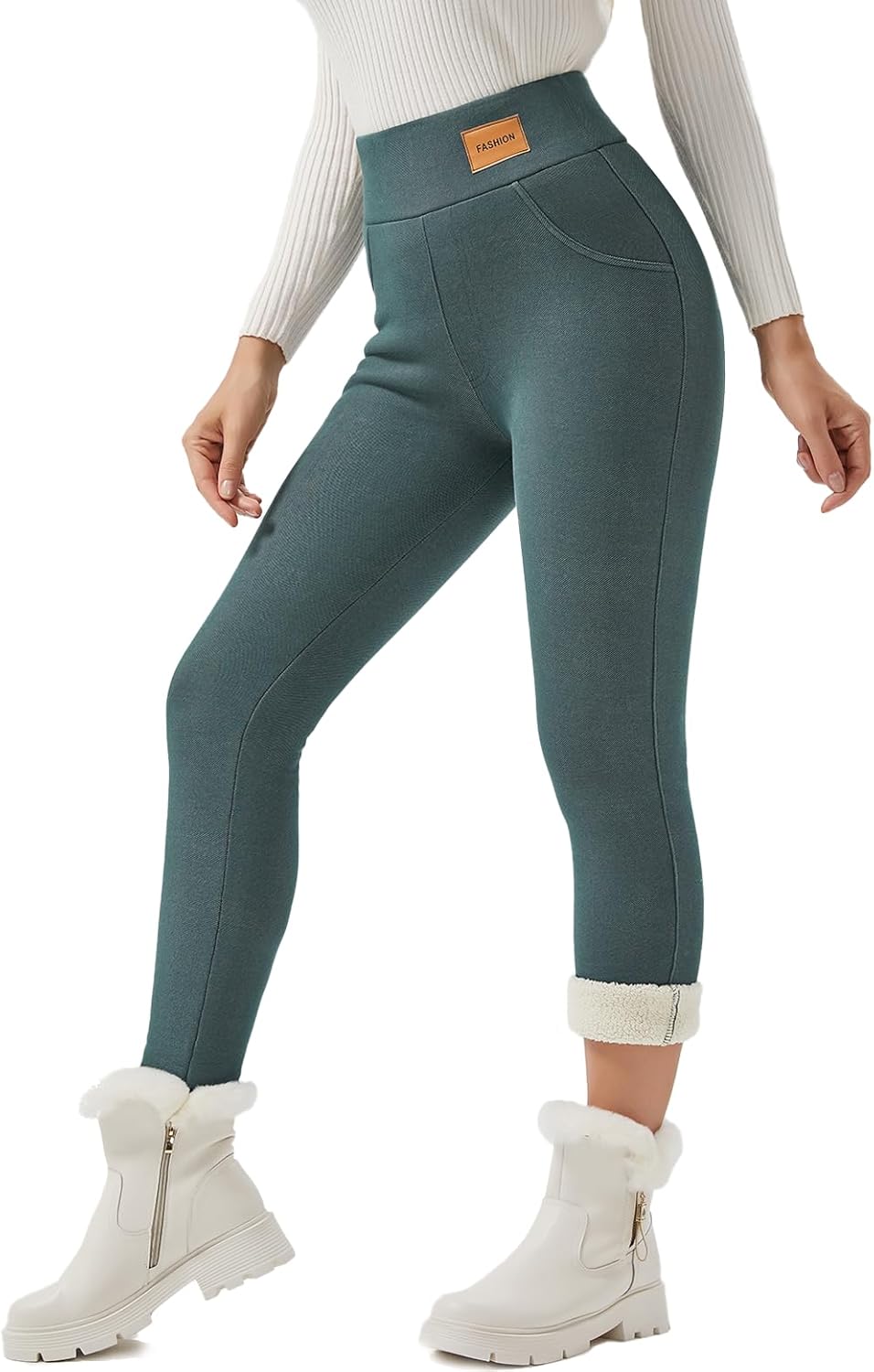 JK SUE JONES Women Winter Warm Thick Leggings Fleece Lined Stretchy Soft Thermal Sherpa Pants High Waist Tights