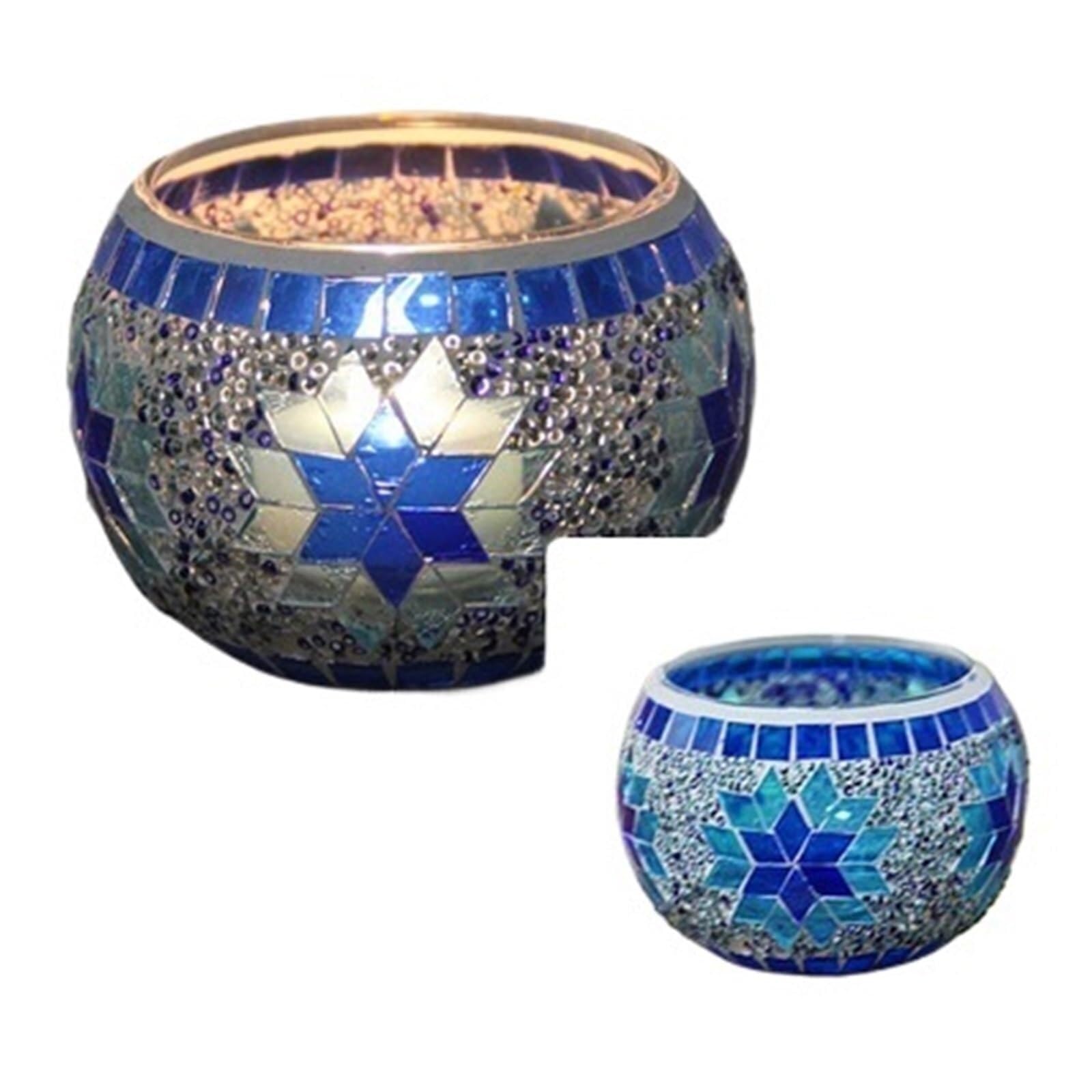 Candle Holders Color Snowflake Mosaic Glass Candlestick Candle Stick Holders(Style3)