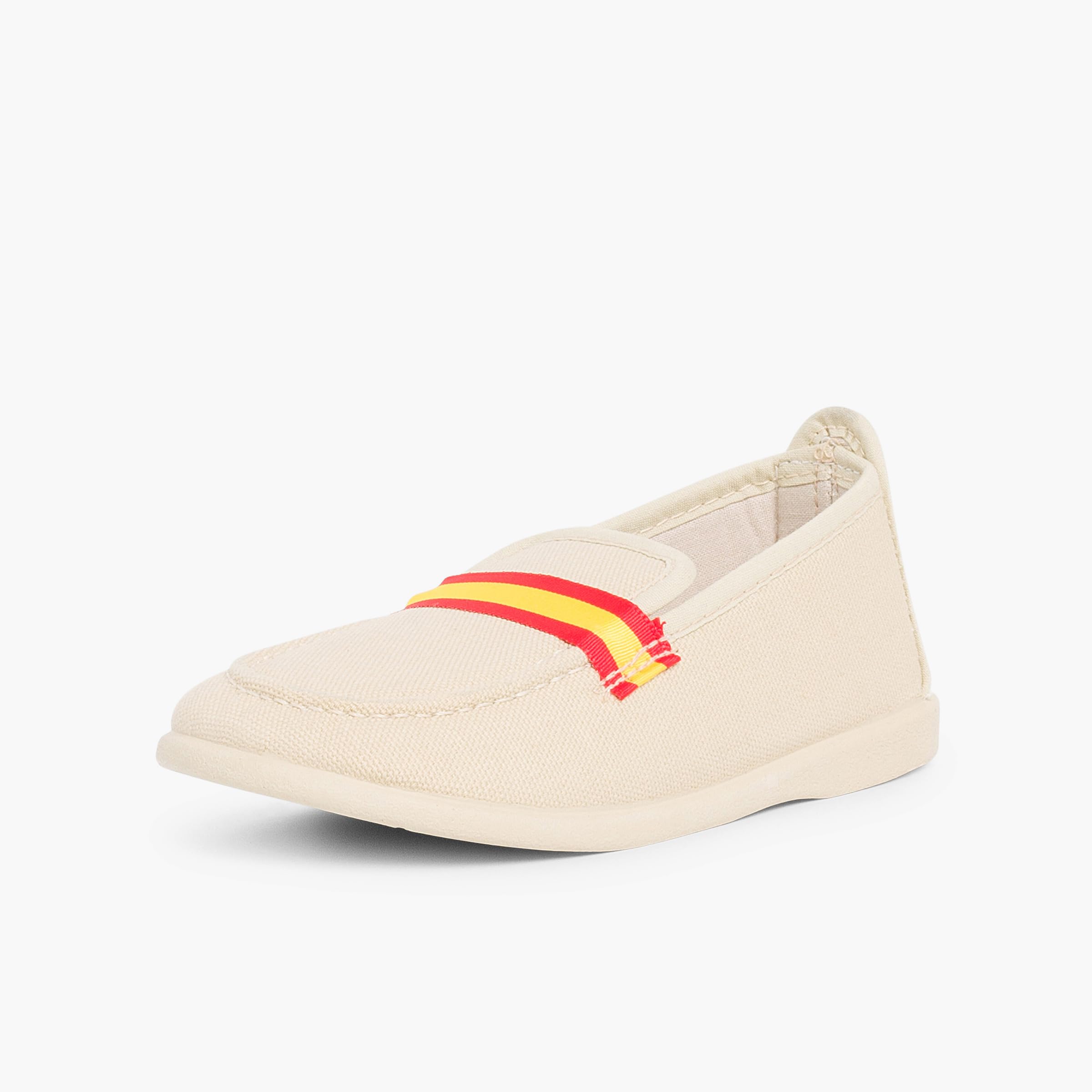 Pisamonas Mocassins Grandes Tailles en Toile avec Bandes de Couleurs