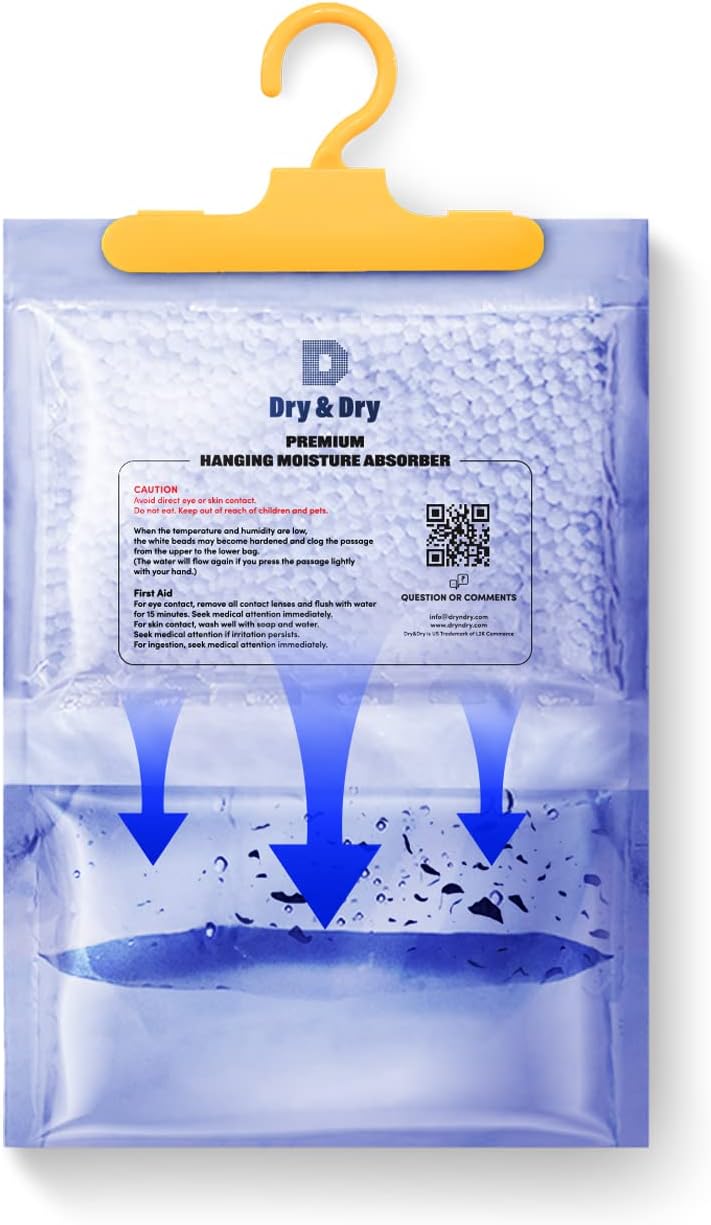 Dry & Dry 14 Packs [Net 7 Oz/Pack] Moisture Absorbers Dehumidifiers for Home Dehumidifier for Basement, Bedroom - Dehumidifiers Moisture Absorbers