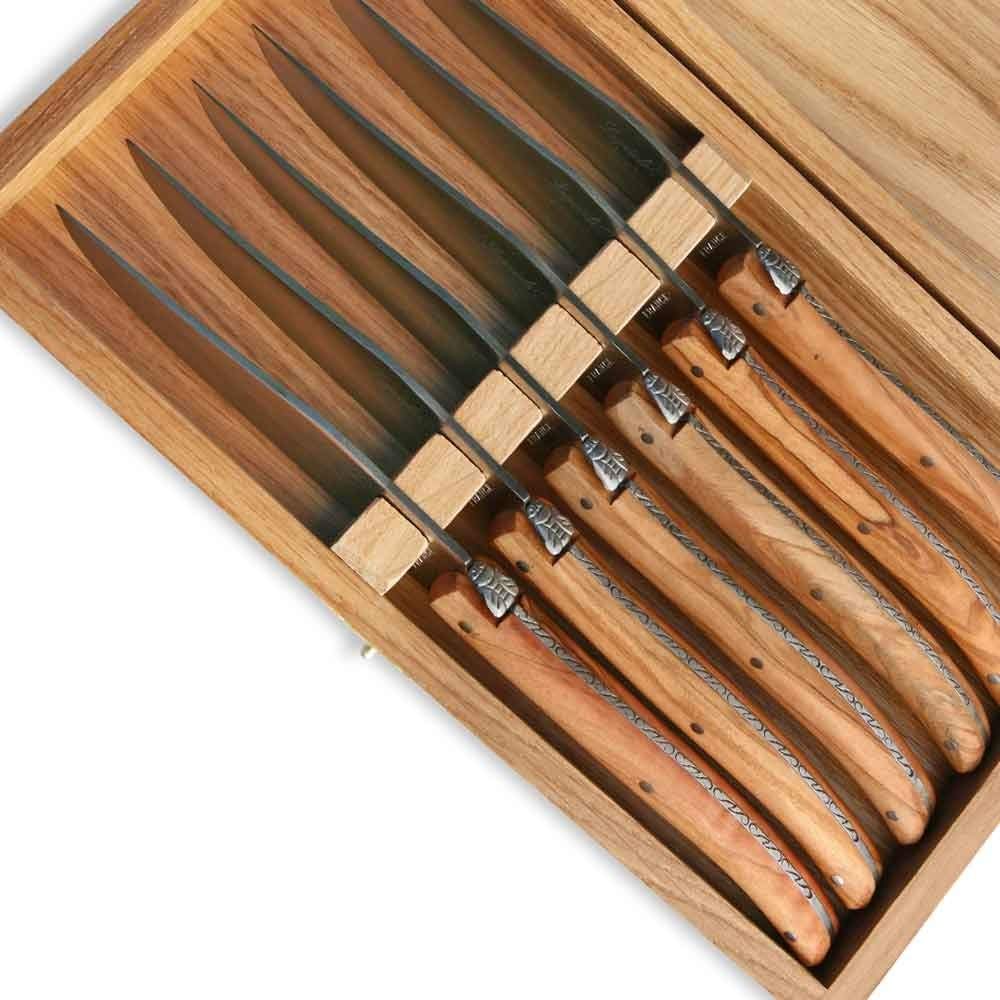 Buy Laguiole steak knives olive wood full handle Direct from France