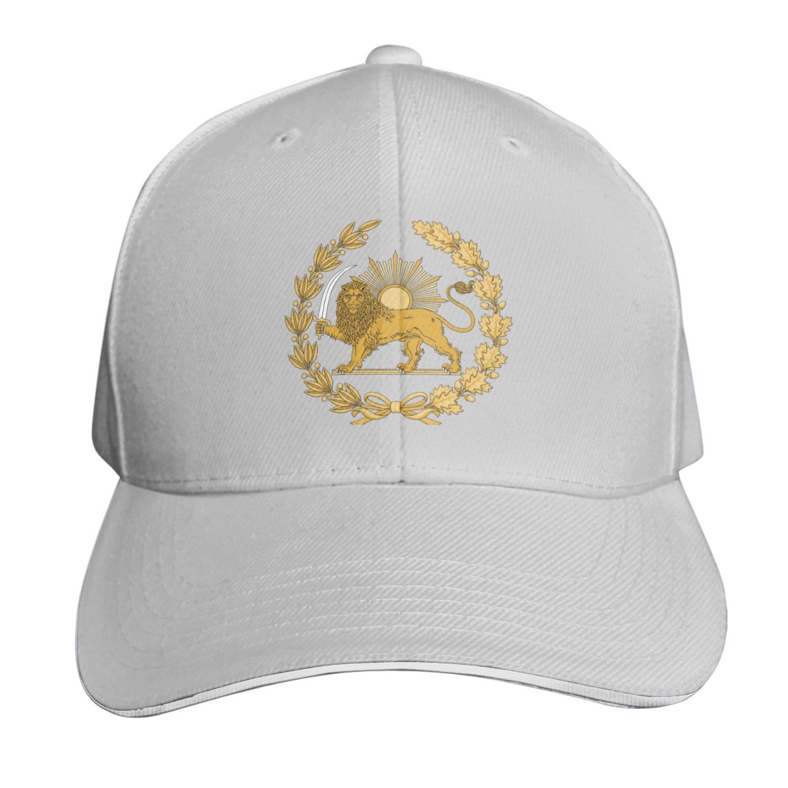 GQWJKSZ Persian Flag Iranian Lion Sun and Crown Iran Persia Hat Unisex Baseball Caps Adjustable Dad Hat Summer Sun Hats for Men Gray