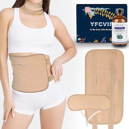 Miniatura 1 de Aceite de ricino orgánico prensado en frío sin refinar en botella de vidrio (8 fl.oz8.0 fl oz), paquete de aceite de ricino para el hígado, aceite