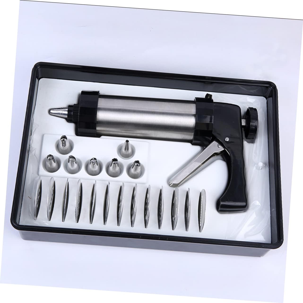 Unomor 21pcs Dessert Decorator Tool Cookie Press Shapes Icing Tips Cake Decorating Supplies Easy Cleaning Food-grade Plastic