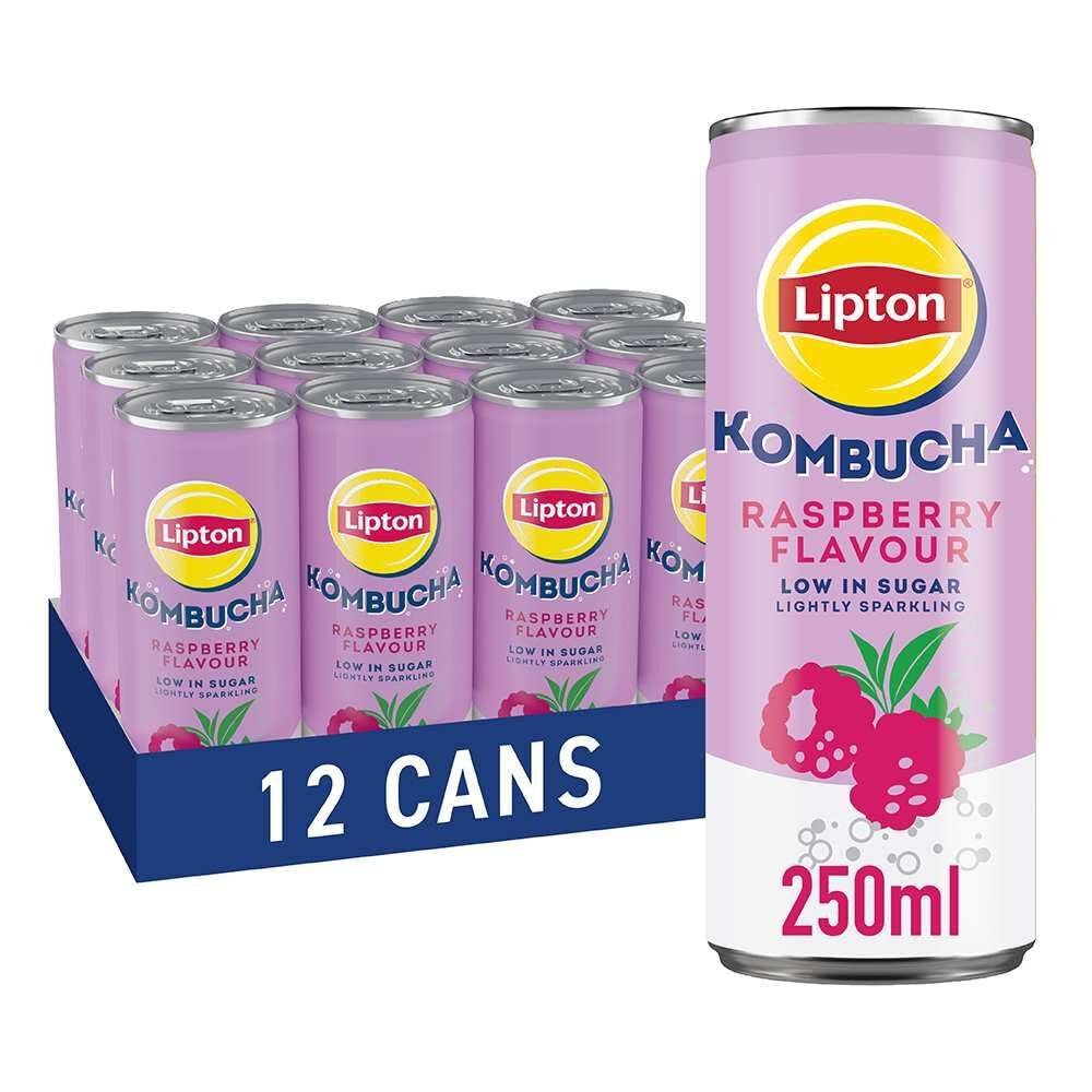 Lipton Kombucha Raspberry, 250ml Bottle (Pack of 12)