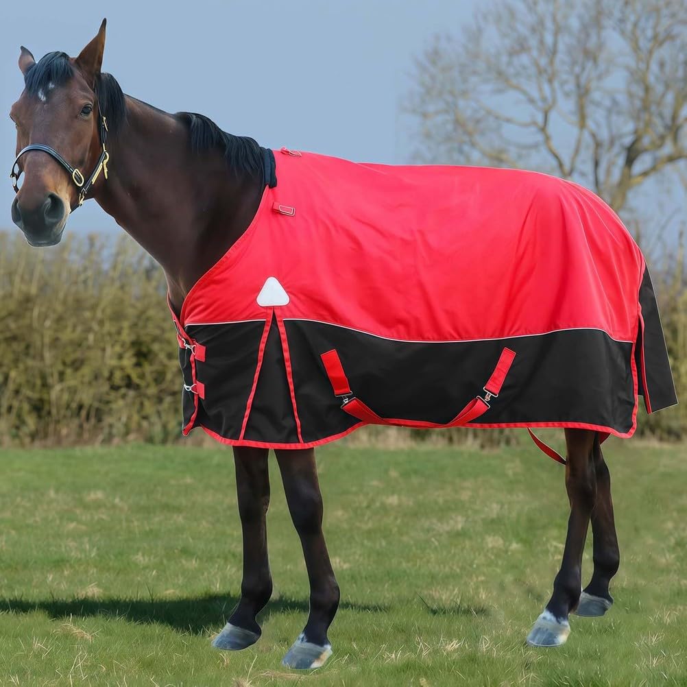 Manta de caballo, peso medio, impermeable, con cubierta de cuello desmontable, protección de invierno 1200D