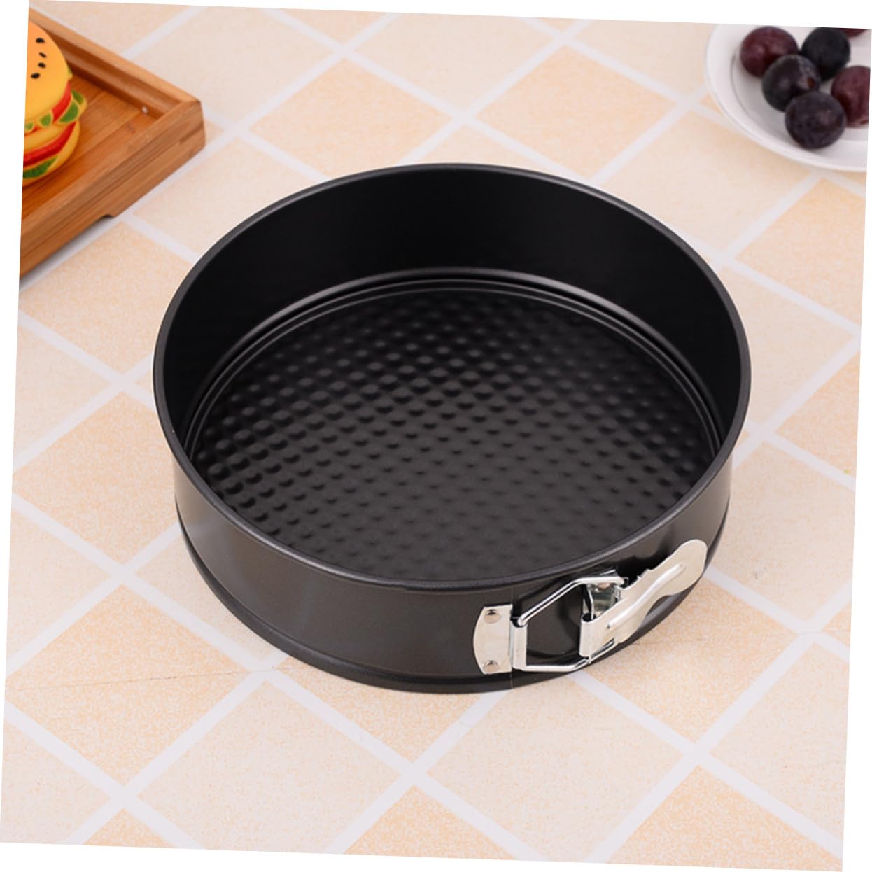 6 Moldes Redondos Antiadherentes de Acero al Carbono para Tartas | Negro, Fondo en Panal y Hebilla, Aptos para Fiestas y Bodas, Pack de 6 Piezas