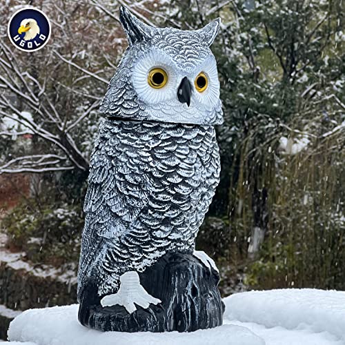 Ugold Solar Powered Snow Owl With Glowing Eyes, Rotatable Head, Realistic Hoots, Detection And Silent Mode, Garden Sculpture, Decoration For Home, Garden, Patio And Lawn #TOP2